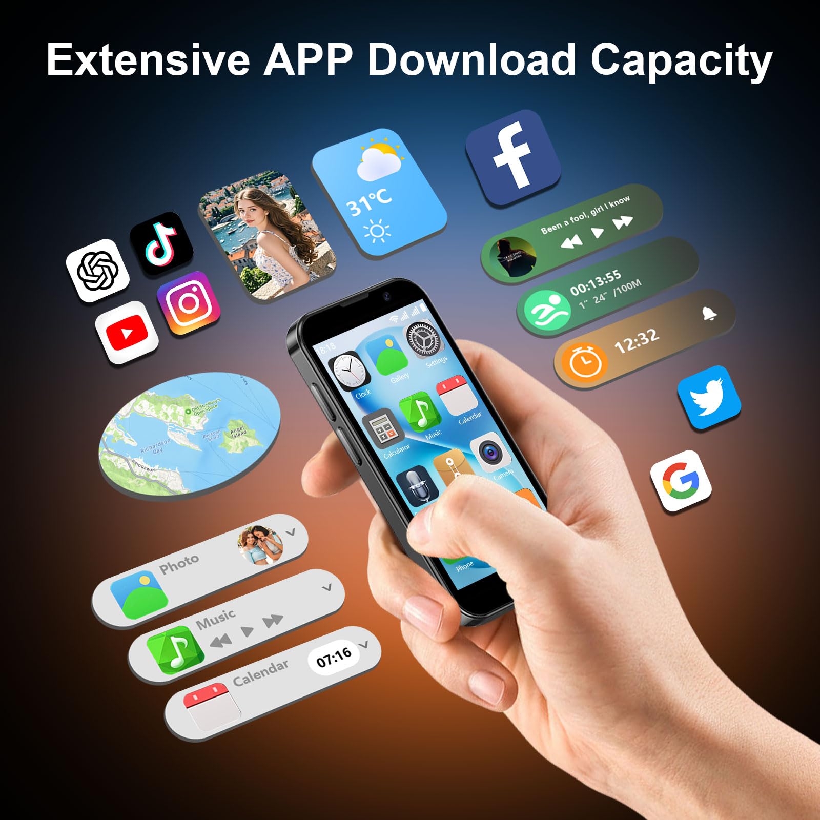 Mini Phone Unlocked Worlds Smallest 3.0 Hd Touch Screen Mini Smartphone Android Compact Mobile Phone For Kids &Students Cell Ph