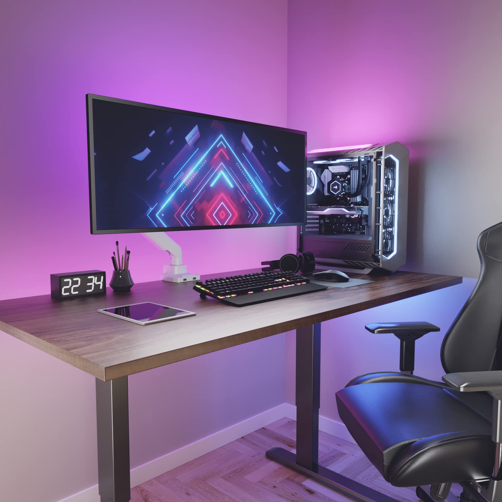 WALI Single Monitor Arm Desk Mount, Single Monitor Mount Desk Up to 35 Inch and 33lbs,Heavy Duty White Monitor Arm Fully Adjustable Gas Spring Monitor Stand (GSMU001 W), White