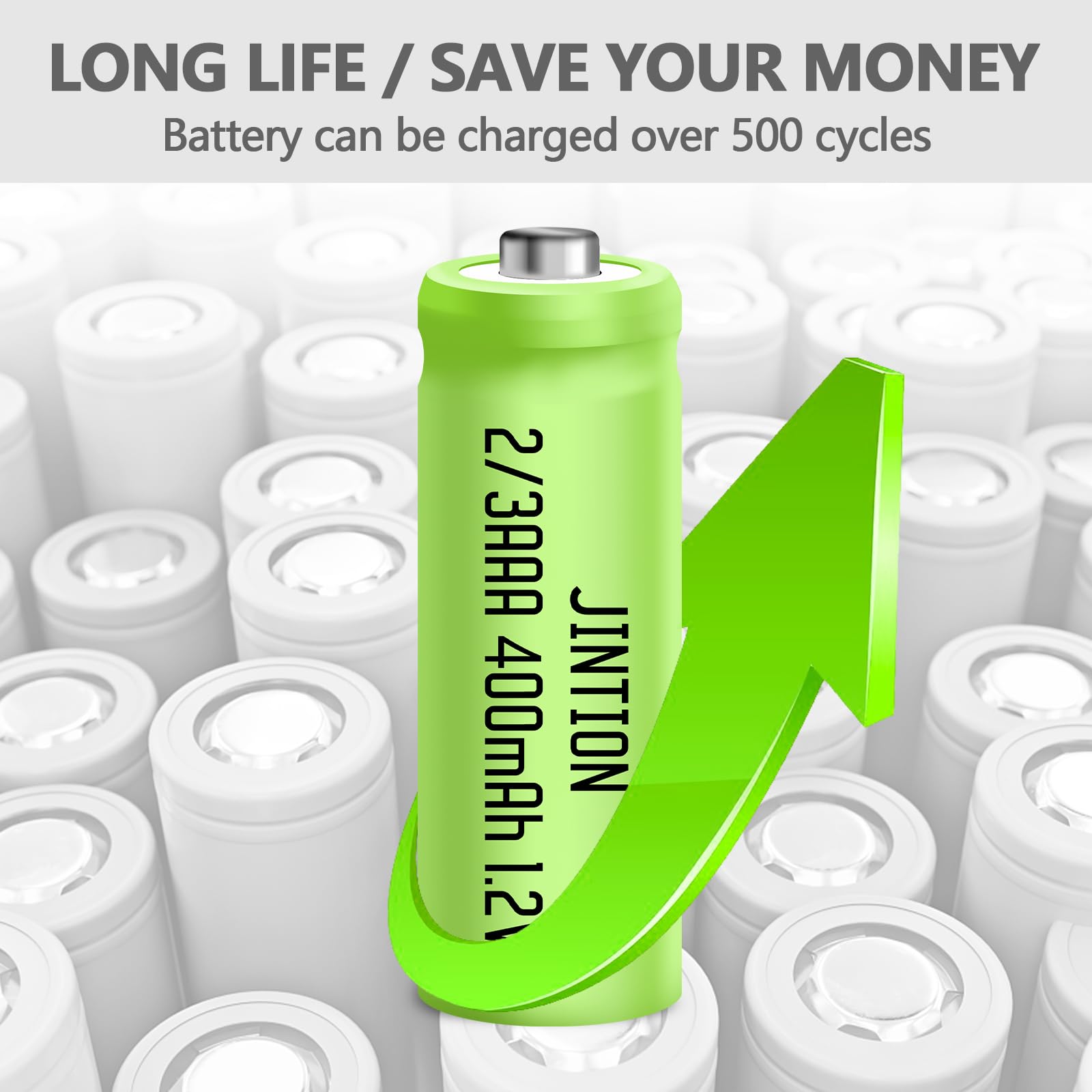 Jintion Nimh 2/3Aaa Rechargeable 2/3 Aaa Batteries 1.2V 400Mah Battery Button Top 5 Pack(They Are Not Aaa Size Batteries)