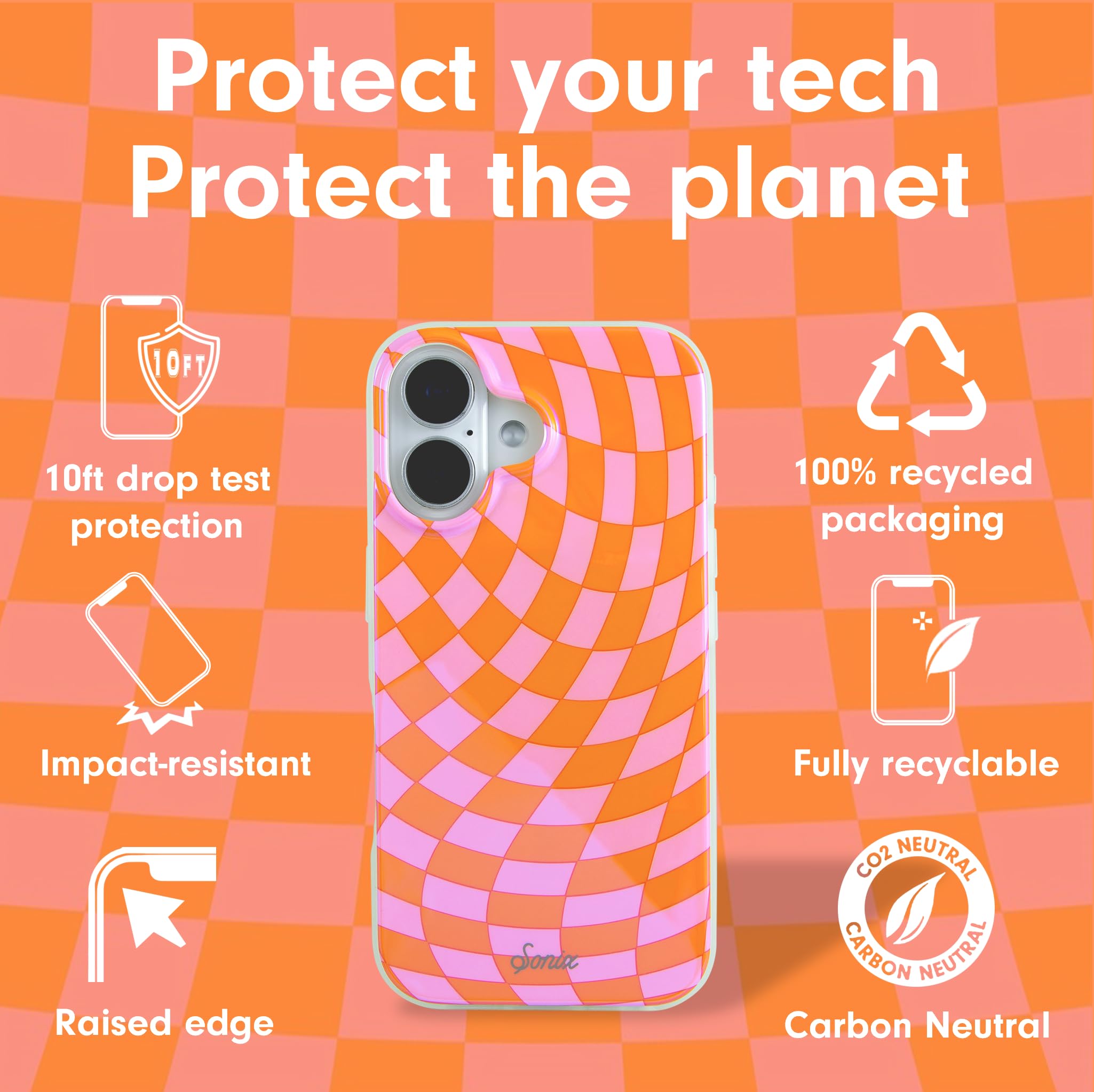 Sonix Case For Iphone 16 | Compatible With Magsafe | 10Ft Drop Tested | Checkmate Pink