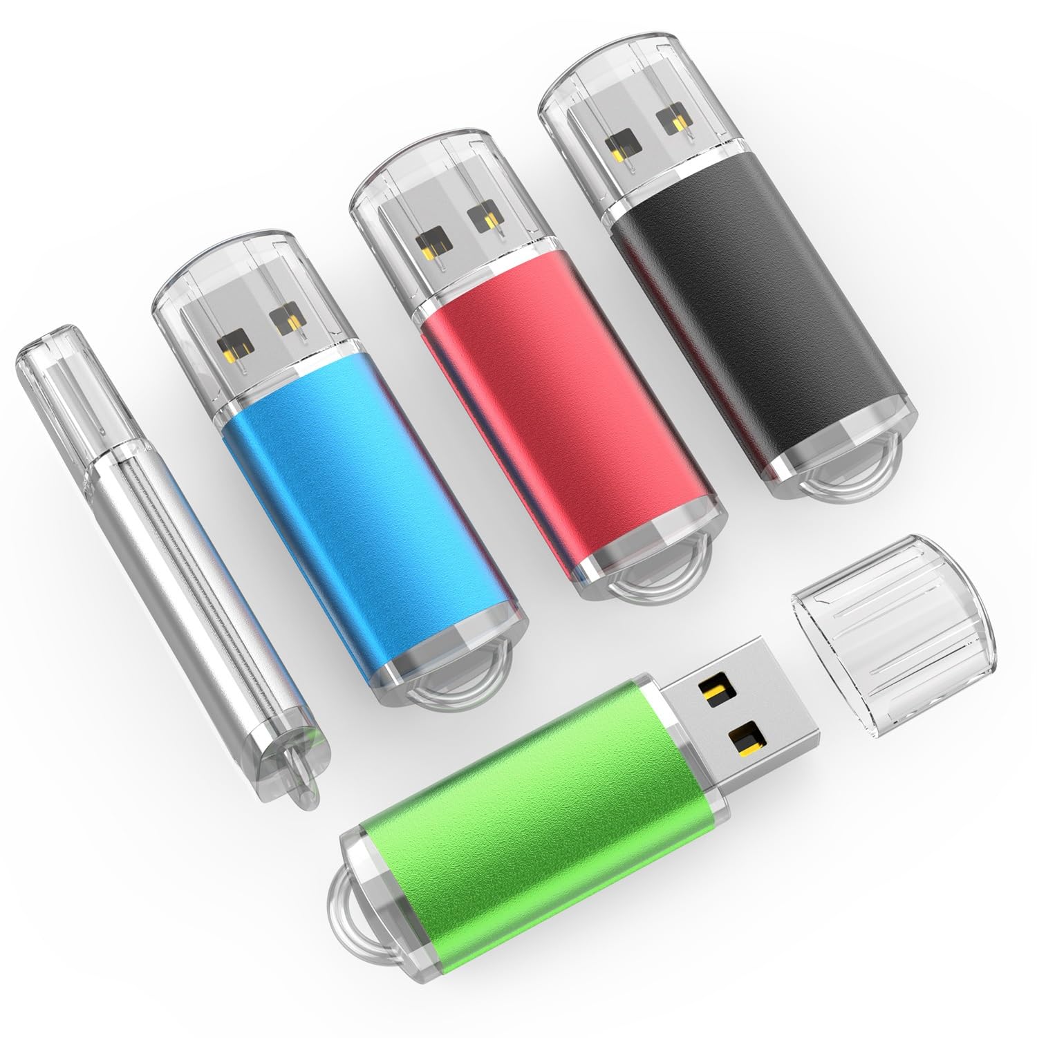 Topesel Usb Flash Drive 5 Pack 64Gb Usb 2.0 Flash Drive Memory Stick Usb Drive Jump Drive Usb Storage Flash Drives Pen Drive Thumb Drives (5 Mixed Colors: Black Blue Green Red Silver)