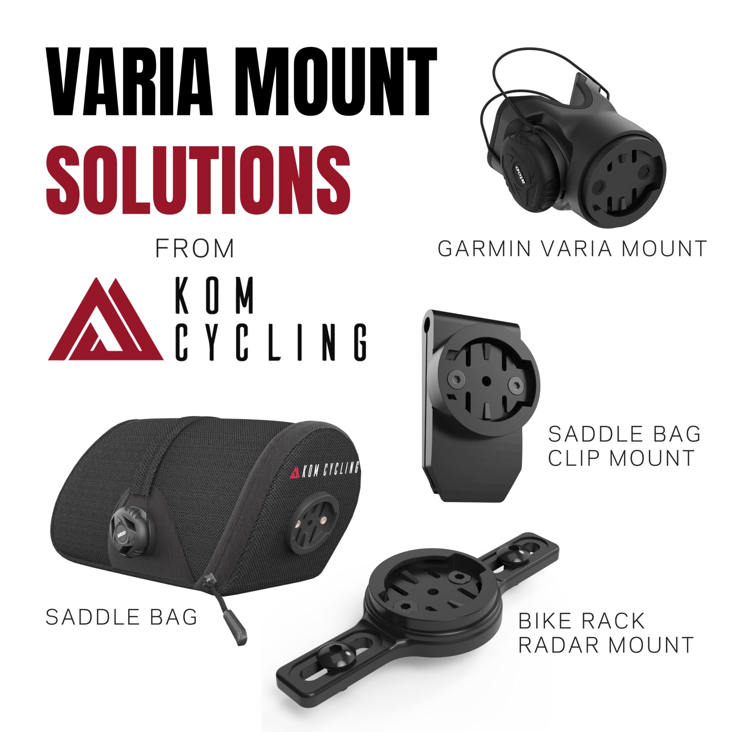 Kom Cycling Saddle Bag Clip Mount For Garmin Varia Mount Tail Light Models Including Rtl515, Rtl510, Rvr315, Magene L508   Garmi