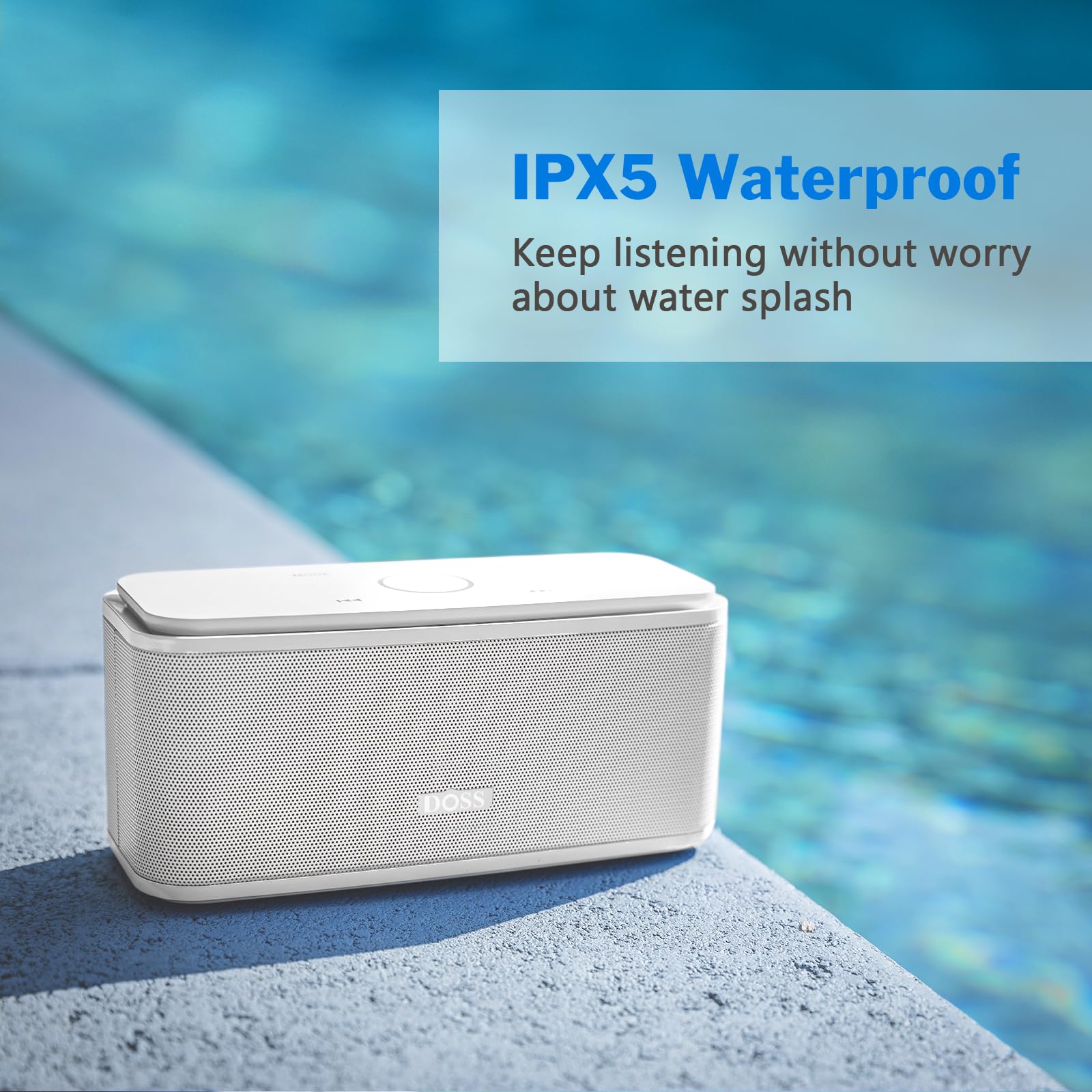 Doss Soundbox Touch Wireless Bluetooth Speaker With 12W Hd Sound And Bass, Ipx5 Water Resistant, 20H Playtime, Handsfree, Portable For Office, Home, Outdoor, Travel White
