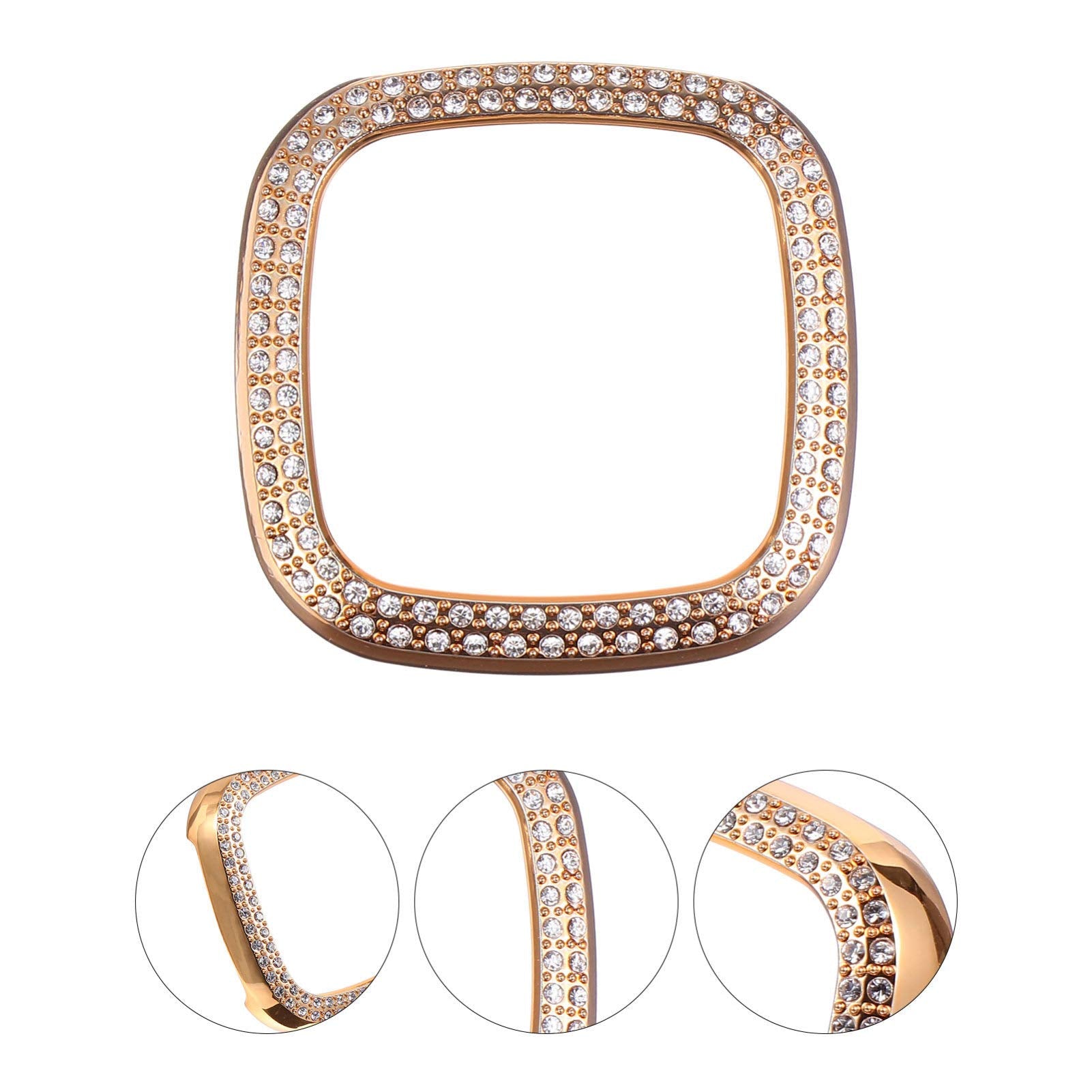 Ukcoco Bling Case Crystals Diamond Frame Protector Compatible With Fitbit 3/Sense Smartwatch Full Around Electroplate Protective