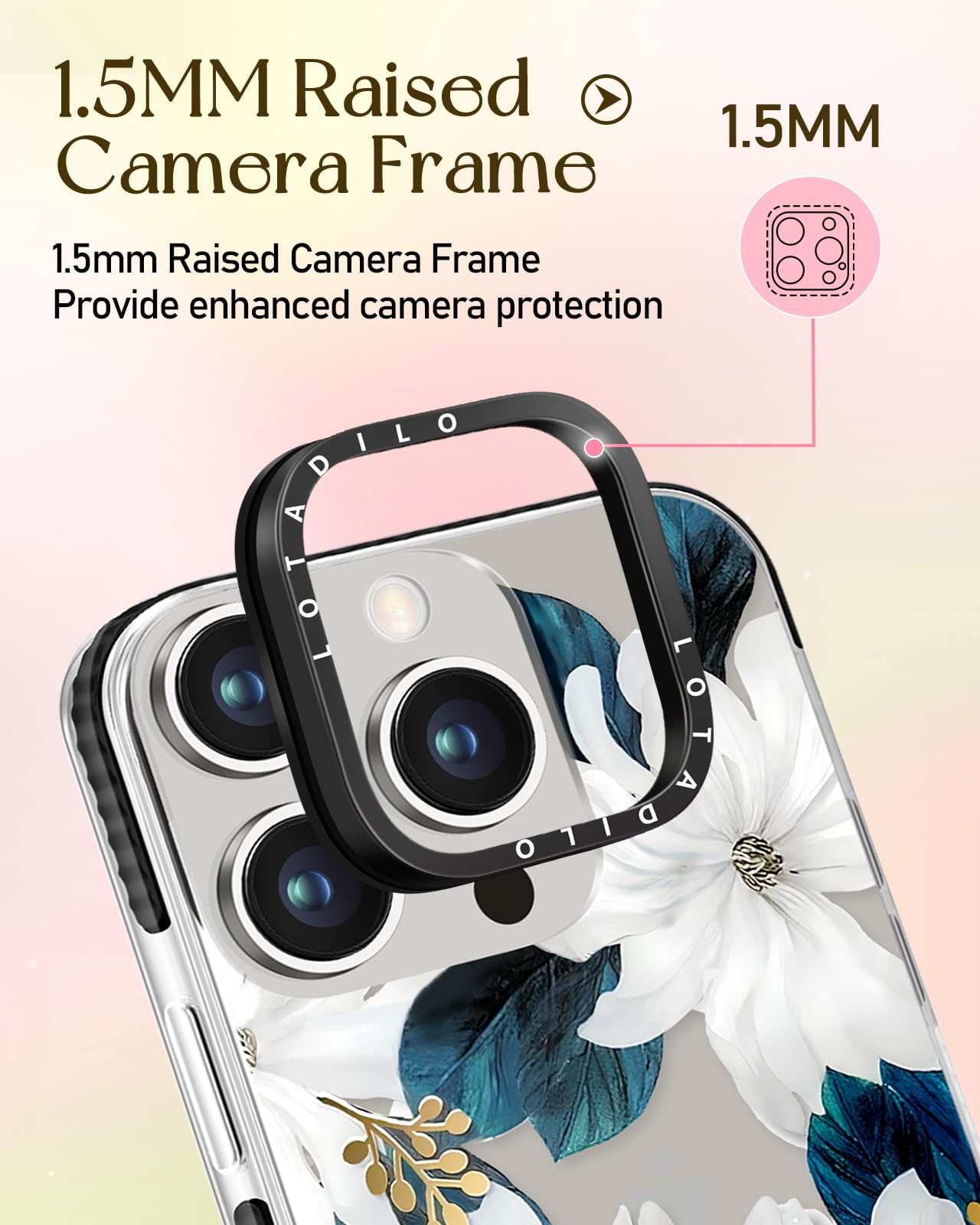 Lotadilo For Iphone 13 Pro Max Case For Women Girls - Cute Design Compatible With Magsafe Magnetic Ring Holder Stand Blue Flower