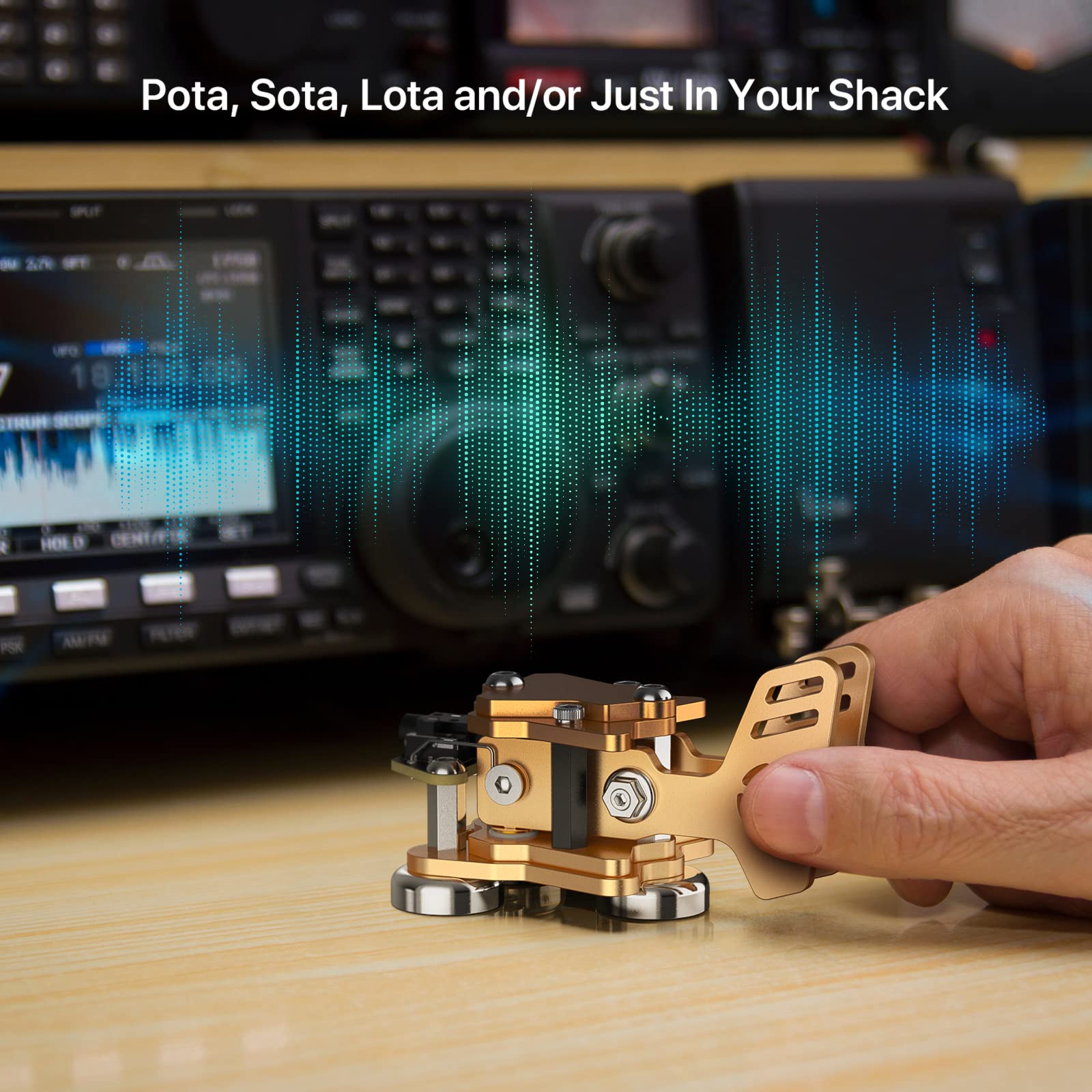 Mini Key Morse Radio Ham Send Telegram Double Paddle Morse Code Key With Stainless Steel Body Three Neodymium Magnets Base Gold