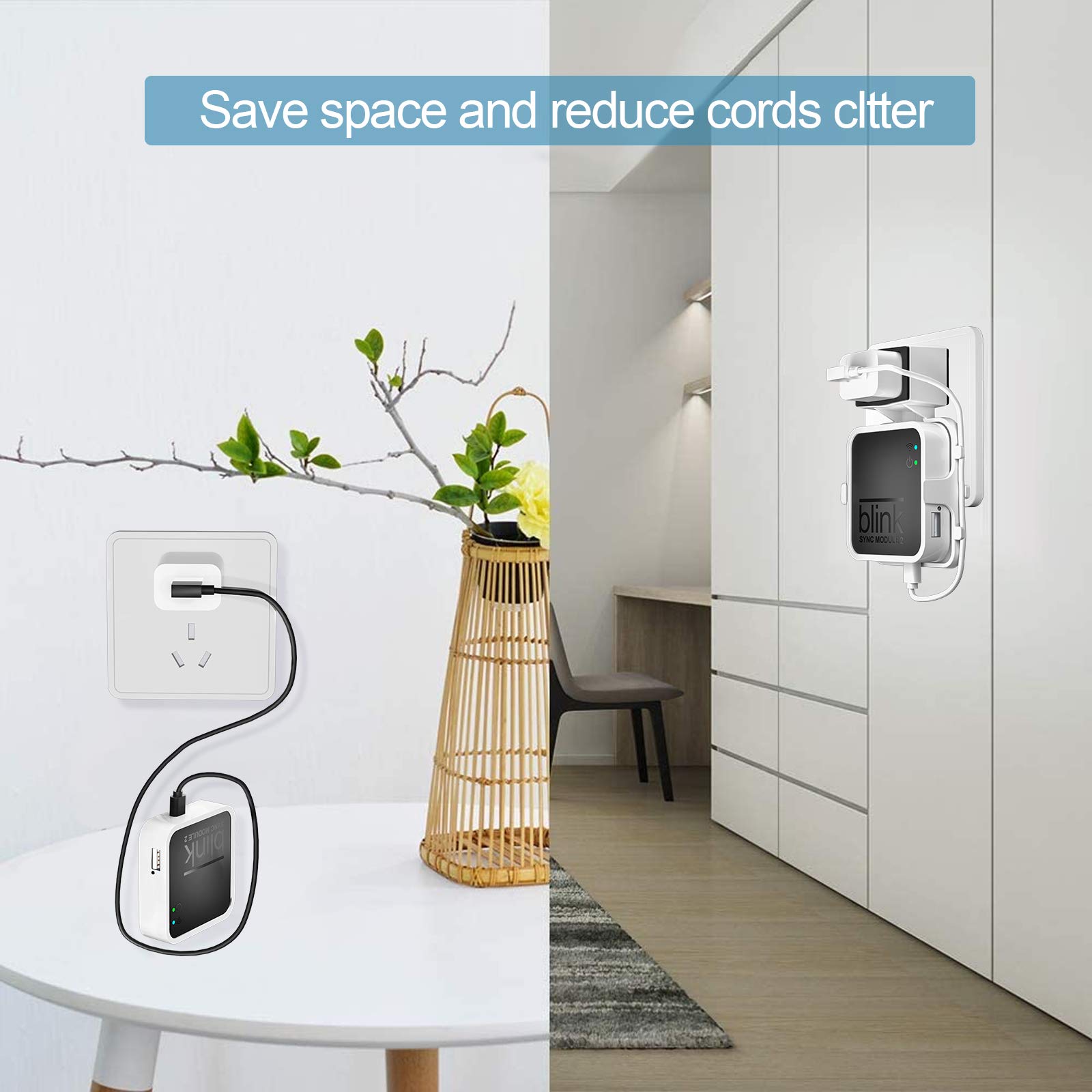 Outlet Wall Mount For Blink Sync Module 2,Simple Mount Bracket Holder For All New Blink Outdoor And All New Blink Indoor Home Se