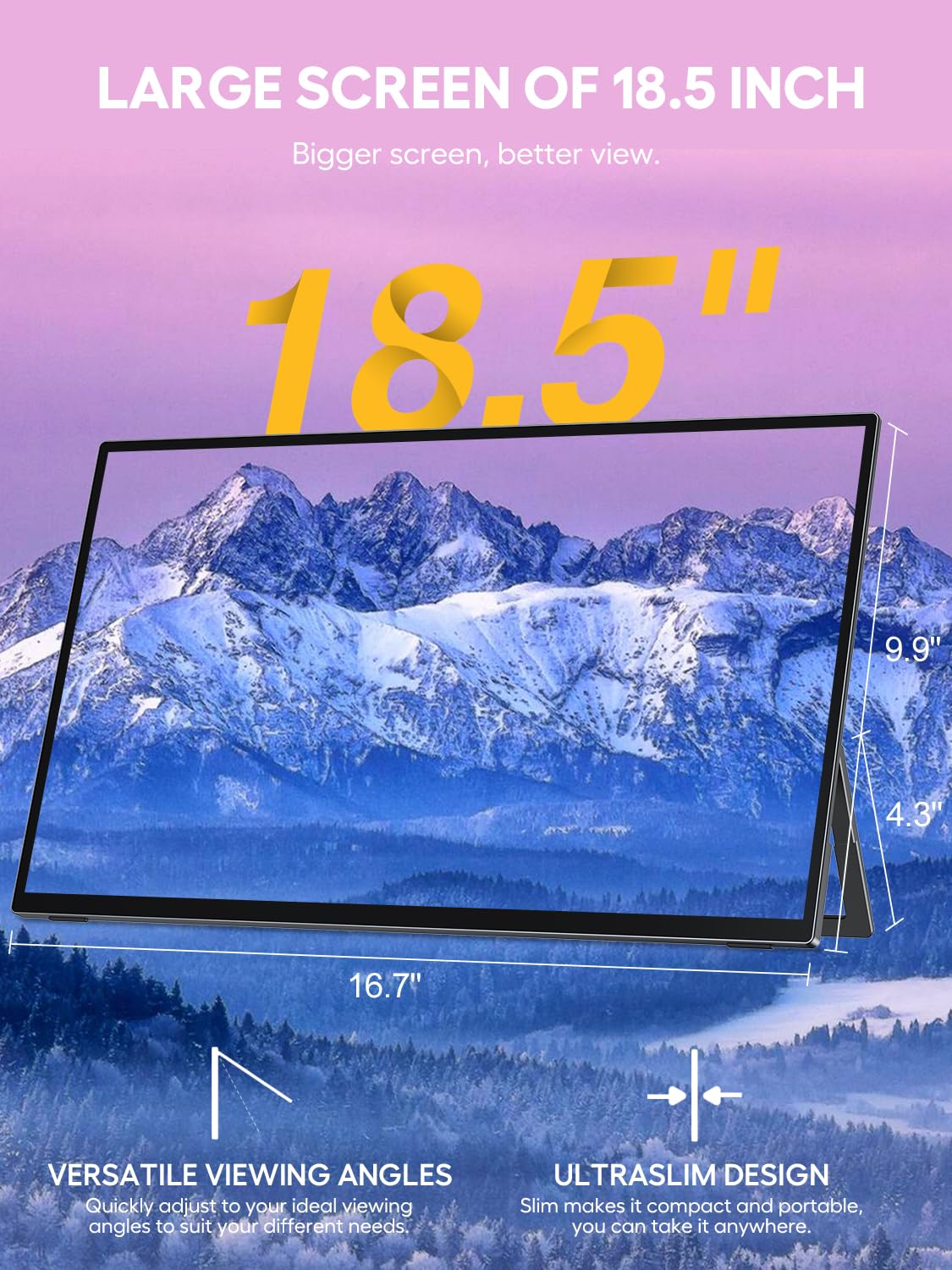 Uperfect 18.5'' Portable Touchscreen 120Hz Monitor W/Vesa & 180 Adjustable Stand, Ultra Slim & Lightweight Fhd Freesync Ips Hdr