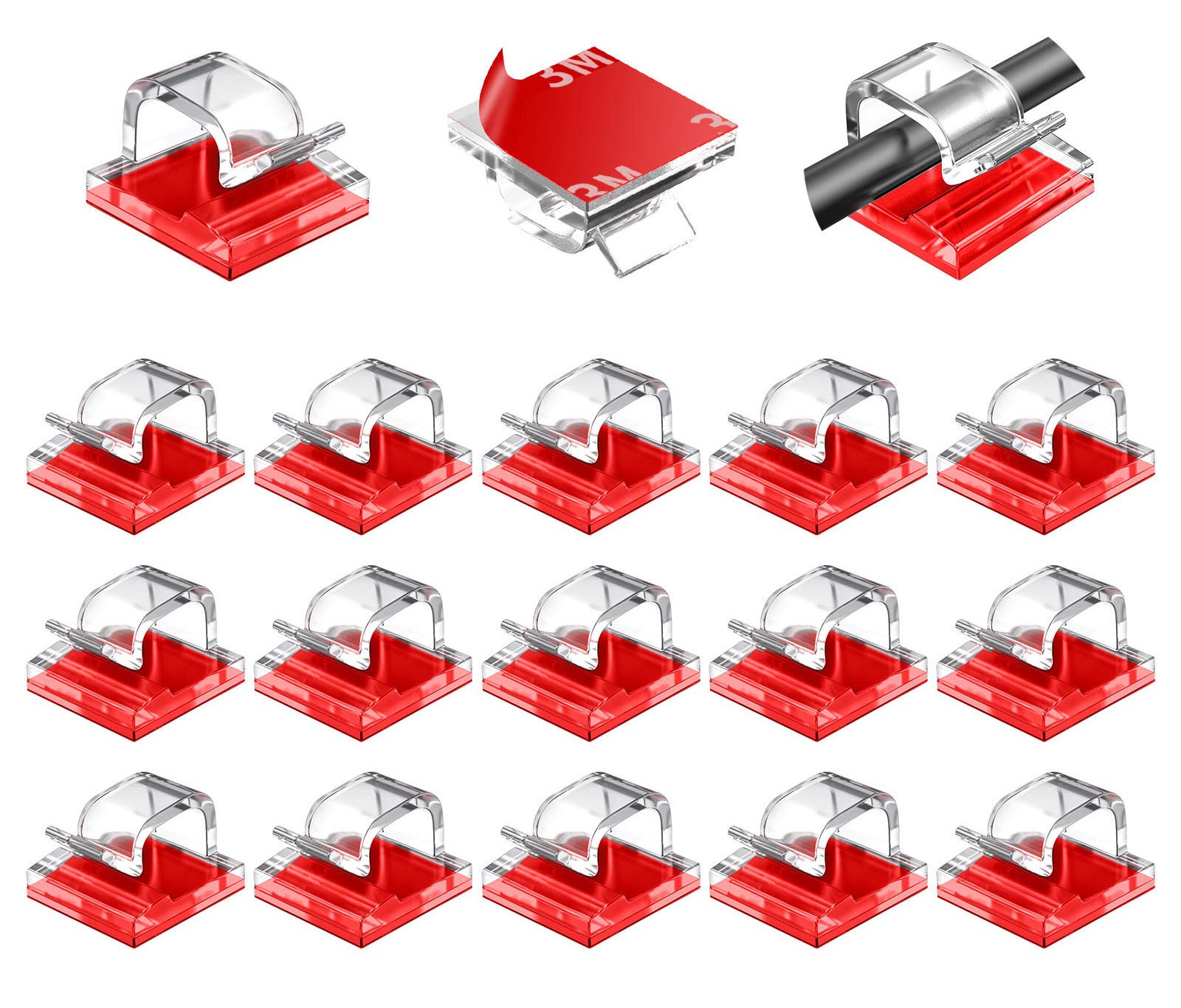 Halsouy Cable Clips 100Pcs, Wire Clips, Durable Strong Adhesive Cable Organizer Cord Holder Wire Management (Clear)
