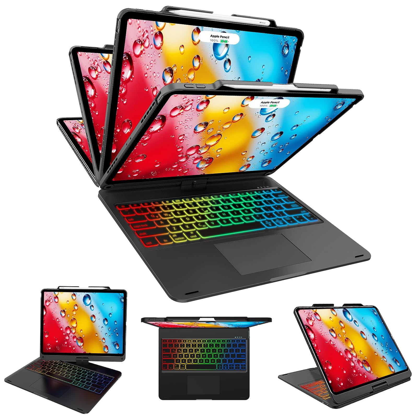 Touch iPad Pro 12.9 Case with Keyboard 6th/5th Generation, Magic 360 Rotatable & Swivel Bluetooth Keyboard with Trackpad, 7 Back