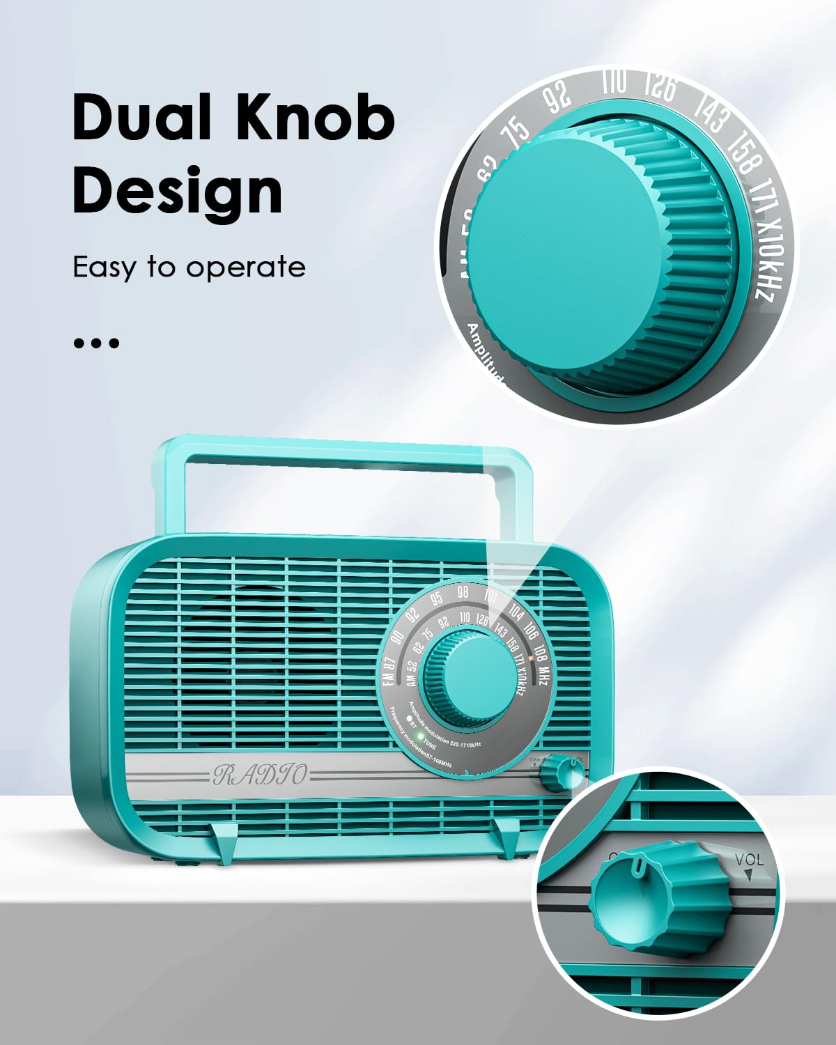 Audiocrazy Radio With Bluetooth, Radio Portable Am Fm, Plug In Wall And Play, Or Aa Battery Operated Radios, Best Reception Vint