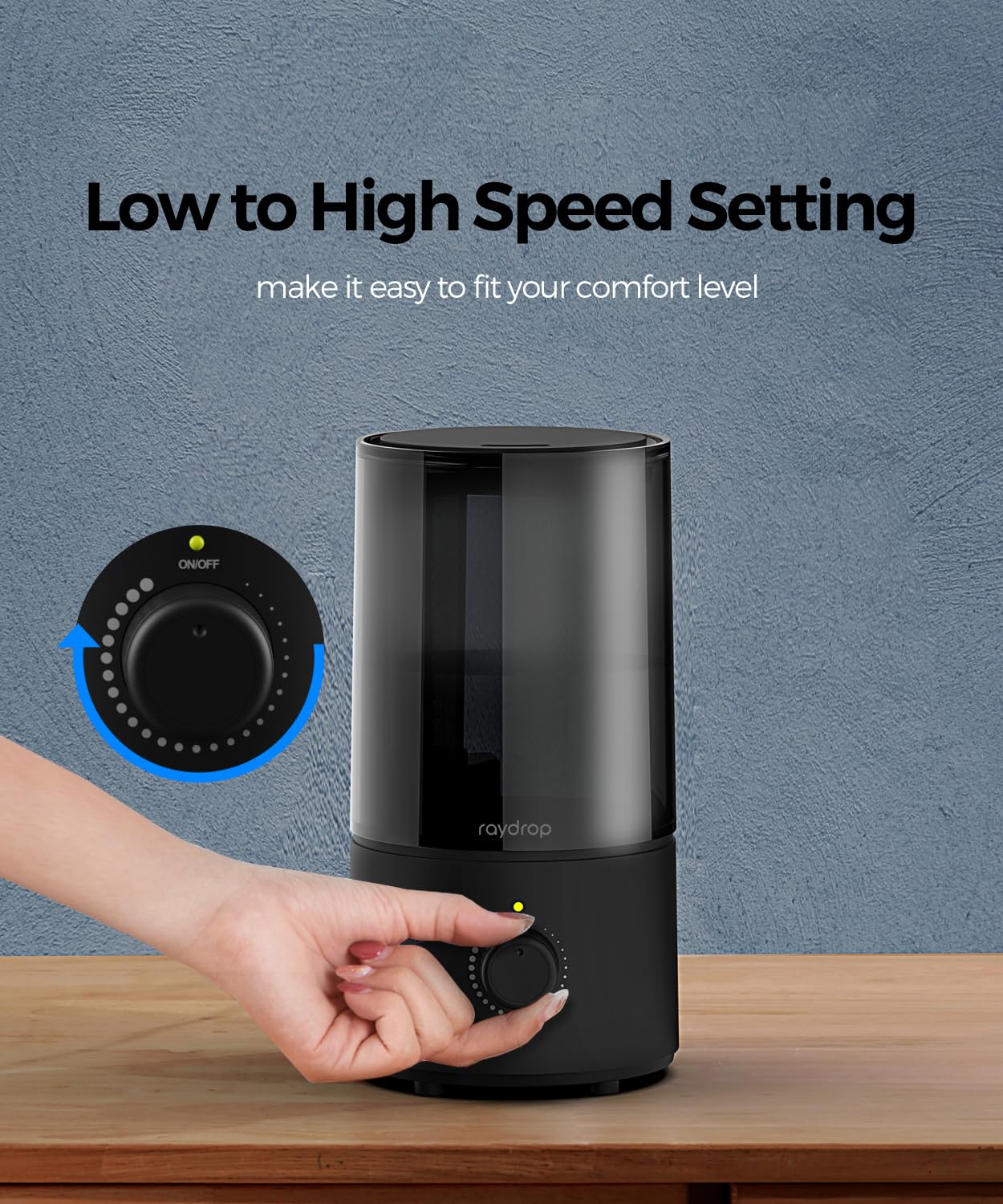 Humidifiers For Bedroom, Raydrop Cool Mist Humidifiers For Babies, 1.0L Quiet Ultrasonic Humidifier, Space Saving, Filterless, A