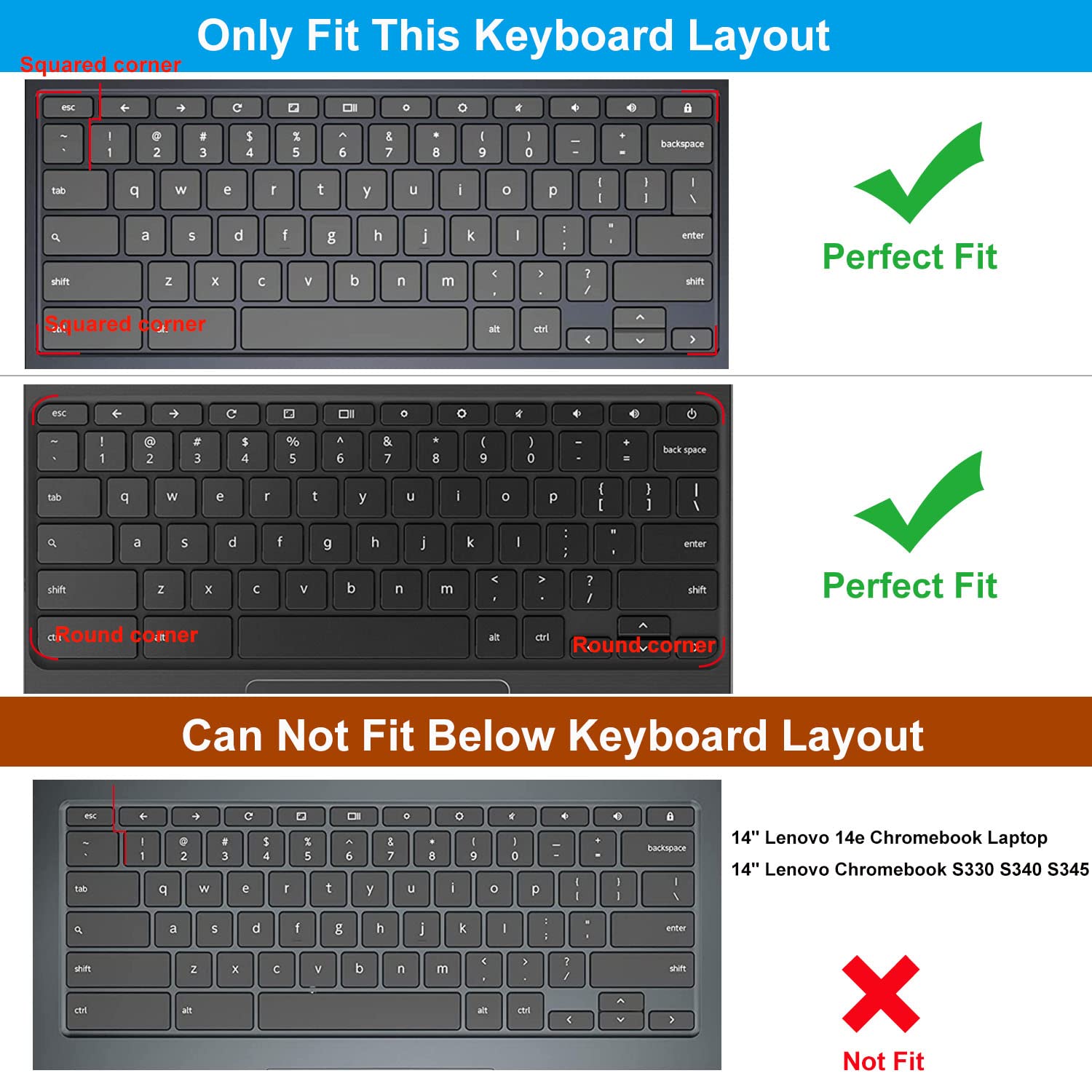 Keyboard Cover For Lenovo Chromebook Flex 5 5I 13'' / Chromebook Flex 3 11 / Ideapad 3 Chromebook 11.6 / Lenovo Spin X360 2 In 1