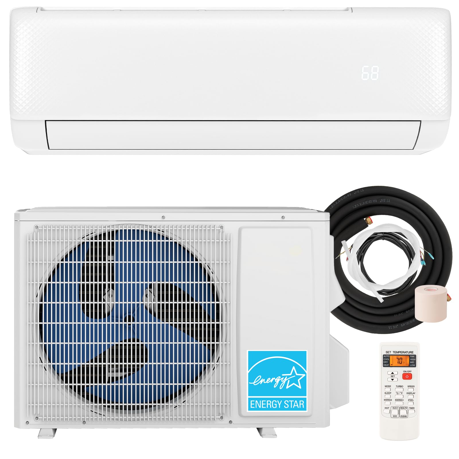 SIMOE 12000BTU Mini Split AC/Heating System, 21 SEER2 208-230V Mini Split Air Conditioner, Ductless Air Conditioner & Heater Pum