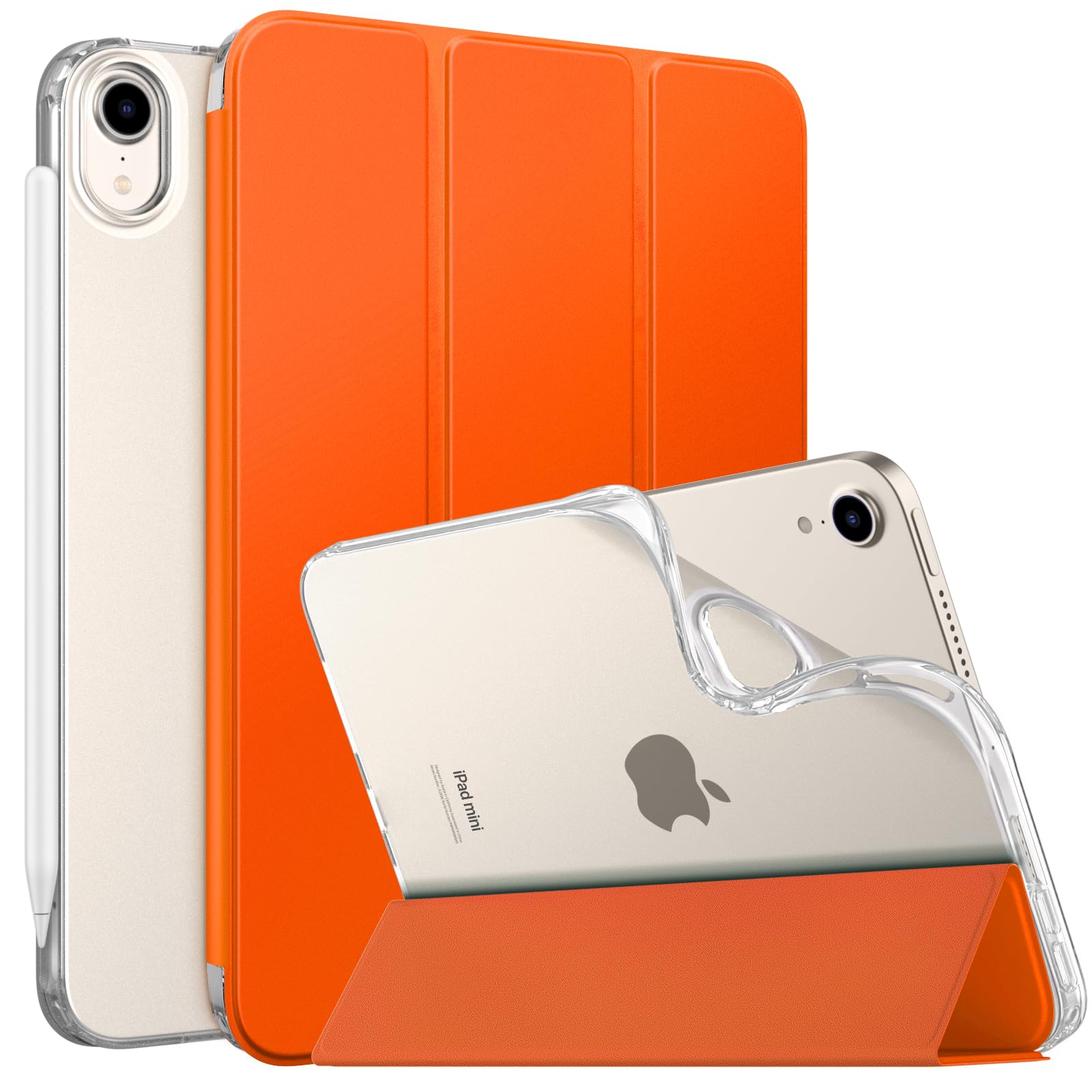 MoKo Case Fit New iPad Mini 7 (A17 Pro) 2024, iPad Mini 6th Generation Case 2021 (8.3 inch), iPad Mini 6 Case, Soft TPU Translucent Frosted Back Cover Case for iPad Mini 7th, Orange