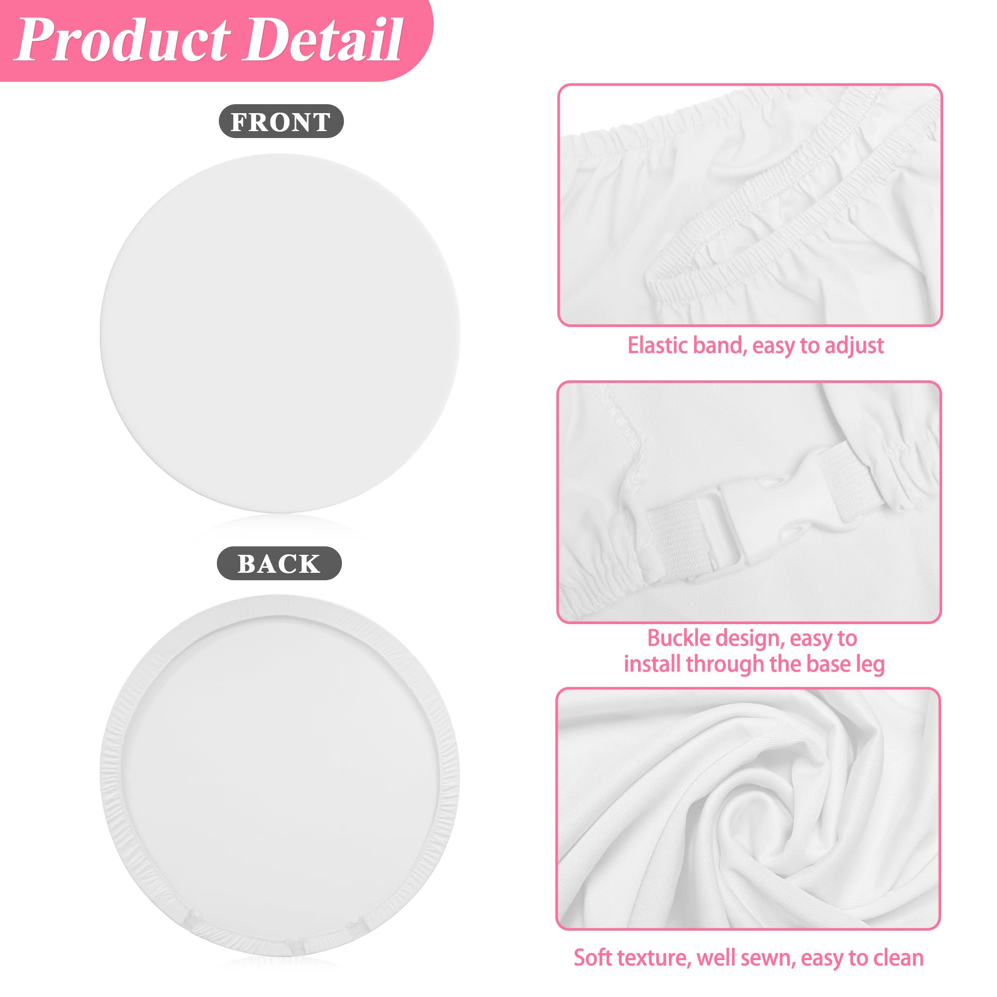 Putros 6.6Ft Round Backdrop Cover White Circle Arch Cover With Buckles Polyester Fitted Round Balloon Arch Cover For Wedding Bir