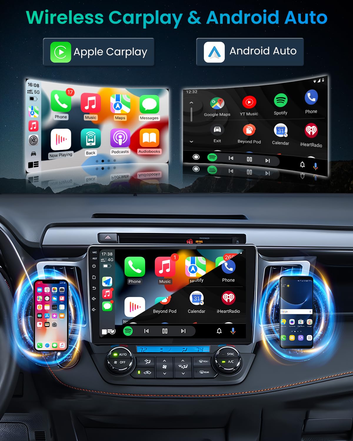 5G Wifi Car Stereo Radio For Toyota Rav4 2013 2018 With Carplay/Android Auto, 4G Ram 64G Rom 10.2 Inch Ips Touch Screen Android