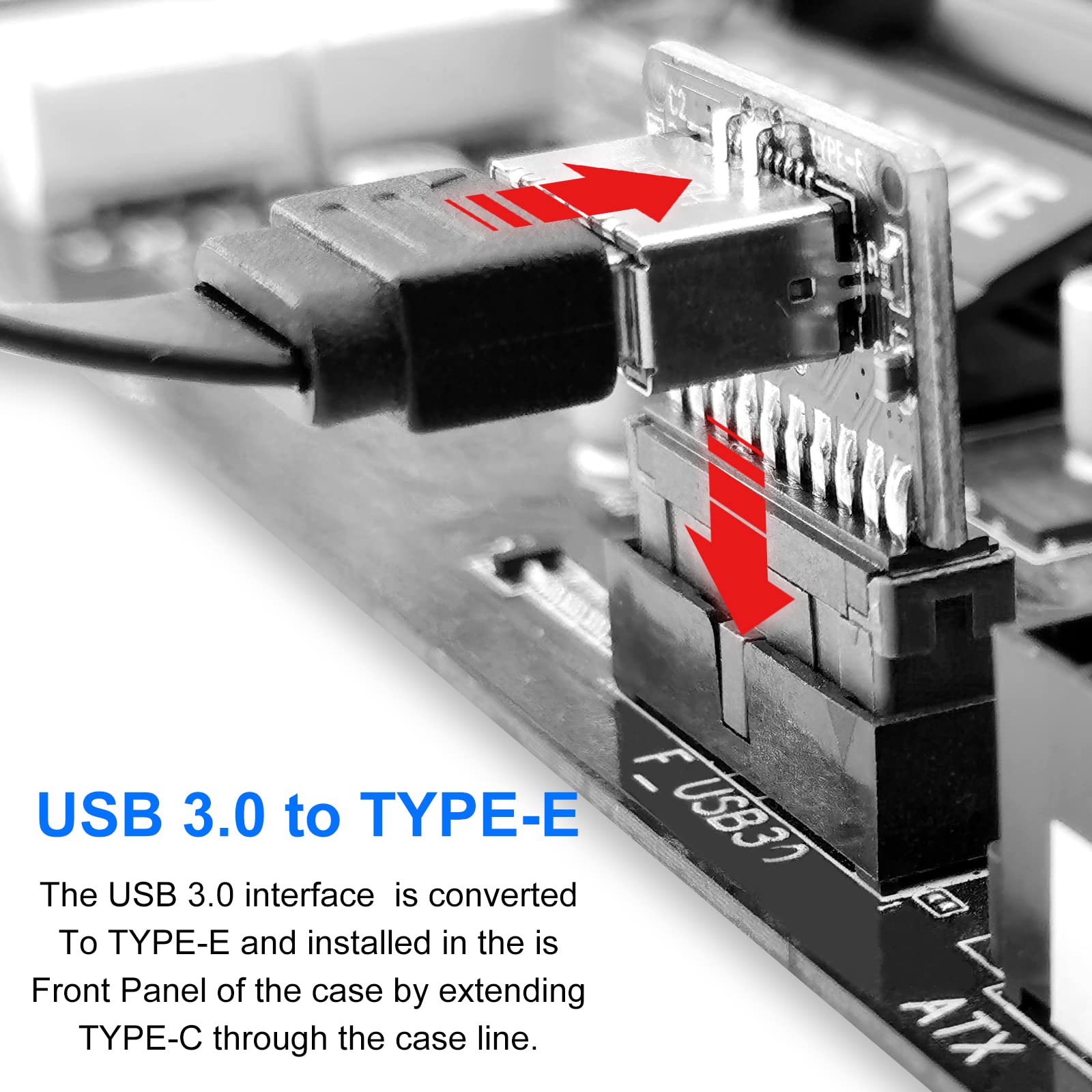Usb C Front Panel Adapter, Usb 3.1 (3.1/3.2 Gen 2) Type E Female To Usb 3.0 20Pin Male Header Adapter Extension Card For Type C