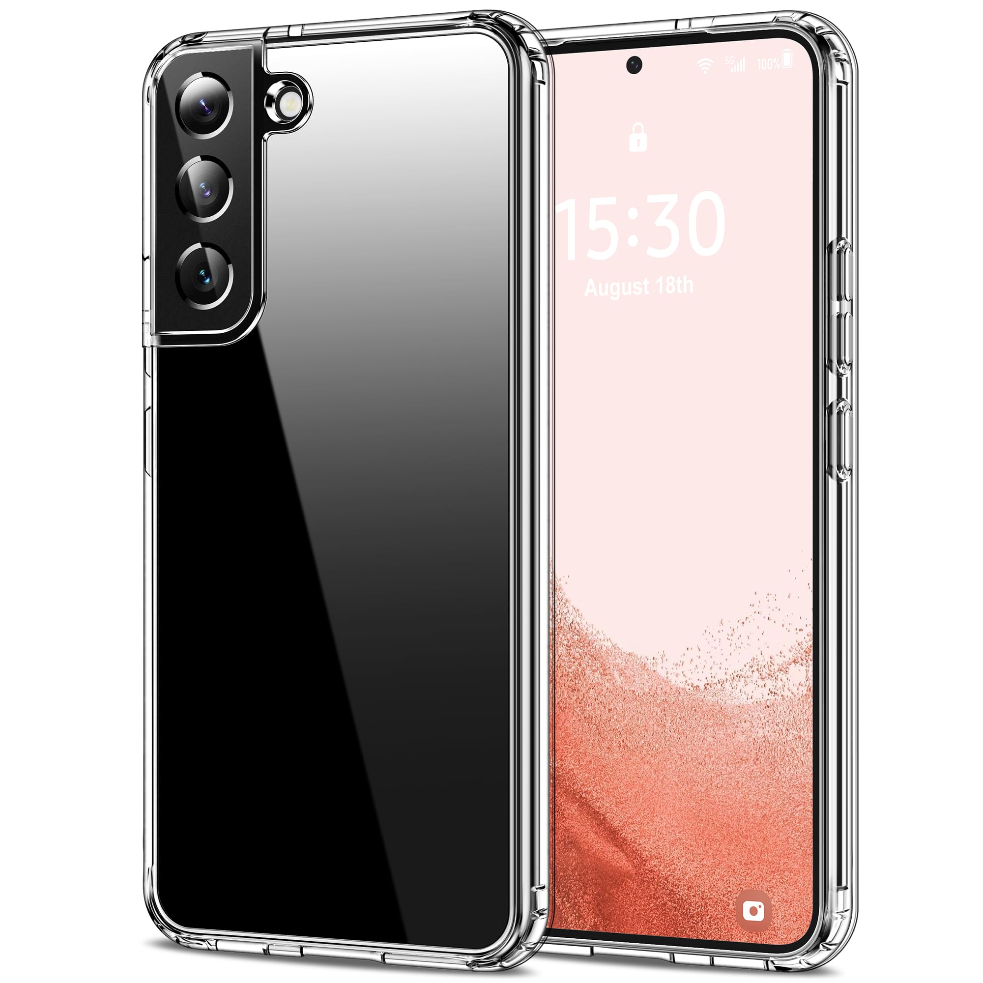 HOOMIL Case for Samsung Galaxy S22 Plus 5G 6.6-Inch, Non-Yellowing, Drop Protection, Anti-Scratch Transparent Hard Back Phone Co