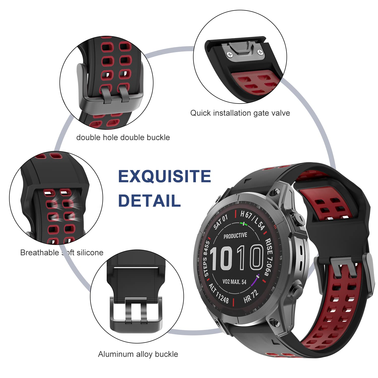 Overstep Compatible With Garmin Fenix 7 Band, 22Mm Easy Fit Sport Silicone Strap For Fenix 5/Fenix 5 Plus/Fenix 6/Fenix 6 Pro Sm