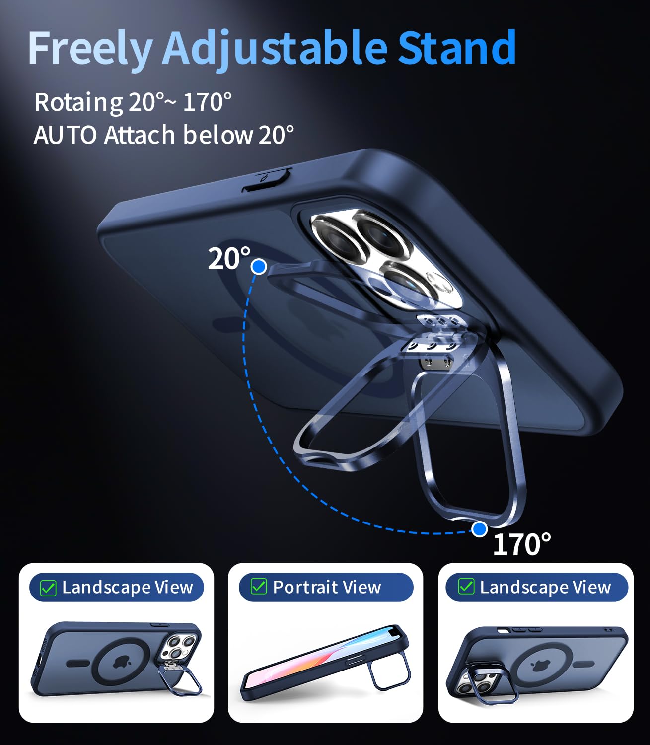 Norllben Magnetic For Iphone 11 Pro Max Case With Stand, Compatible With Magsafe, Military Protection & Camera Lens Protector Tr