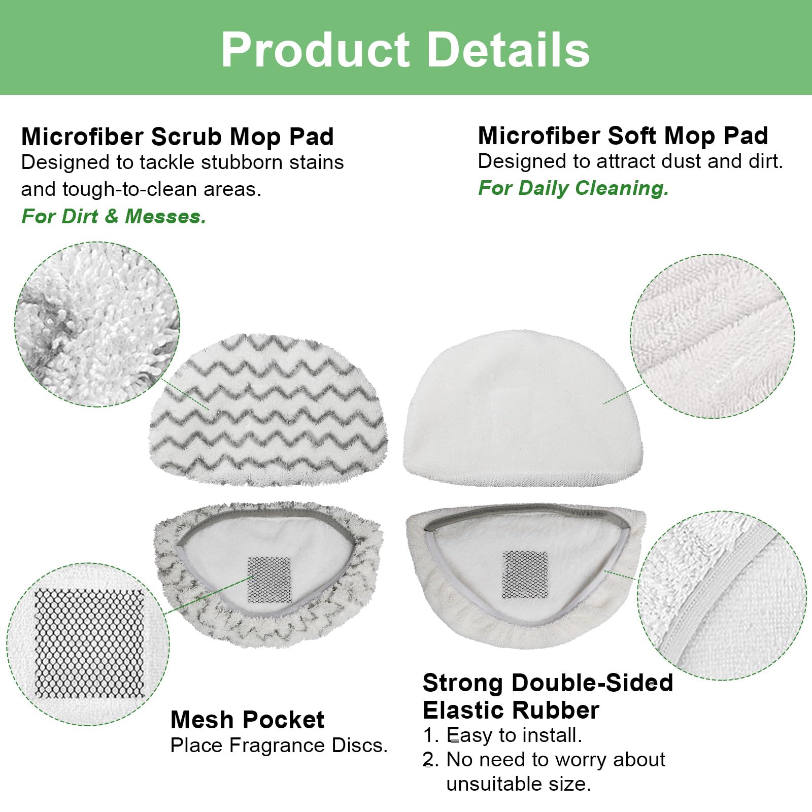 6 Pack 1940 1806 2685A Steam Mop Pads For Bissell Powerfresh Steam Mop Deluxe Pet Lift Off Plus Slim Scrubbing Steam Mop Replace