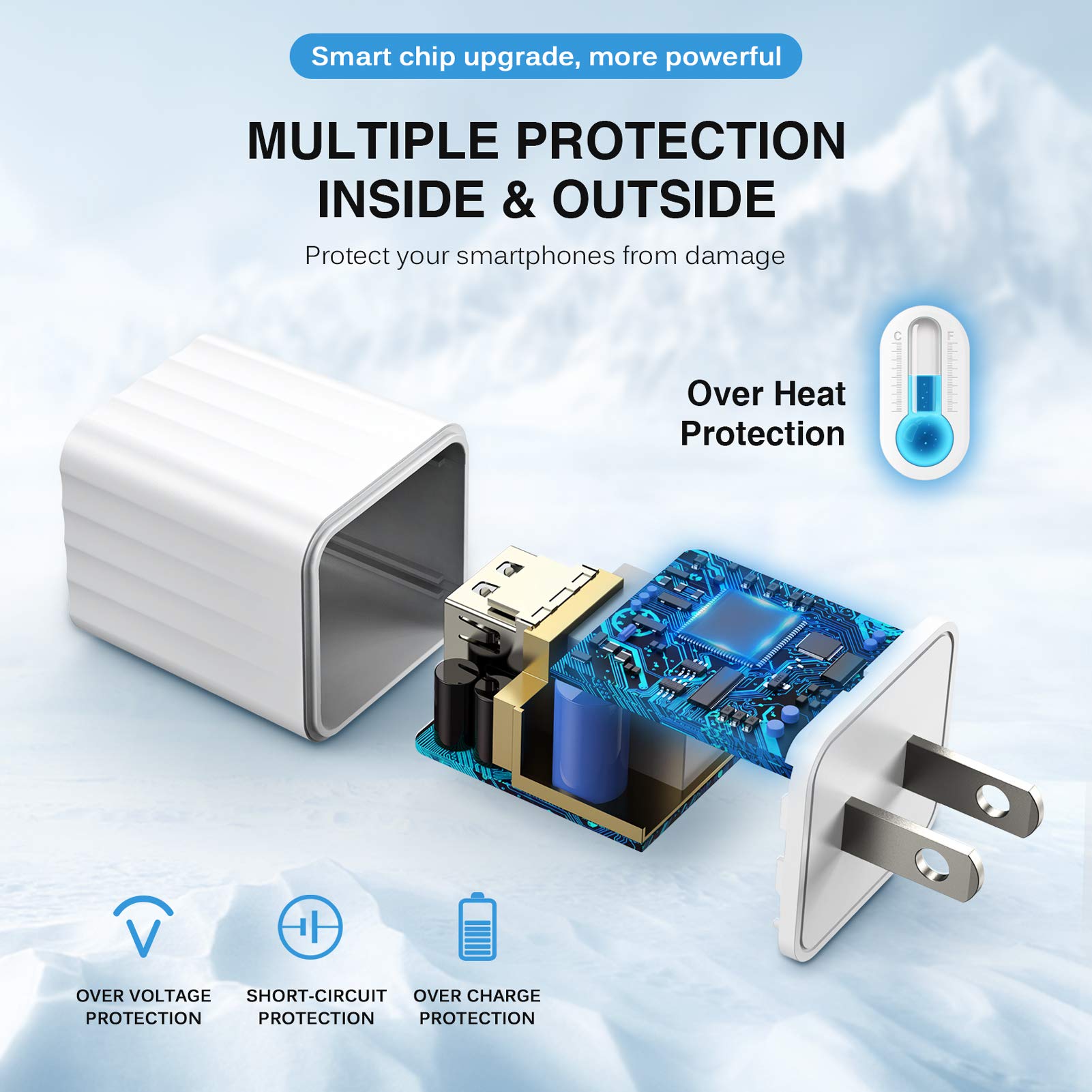 Iphone Charger,[Apple Mfi Certified] Fast Iphone Charger 2Pack 6Ft Lightning Cable Cord Fast Charging Dual 2 Port Plug Usb Wall