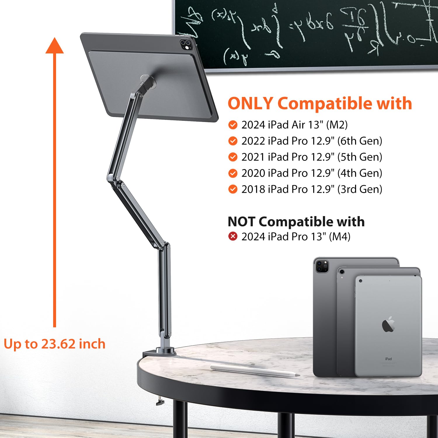 Ku Xiu Magnetic Ipad Pro 12.9 Stand, Foldable Arm Tablet Holder For Working, Multi-Node Adjustable Premium Portable Ipad Mount O