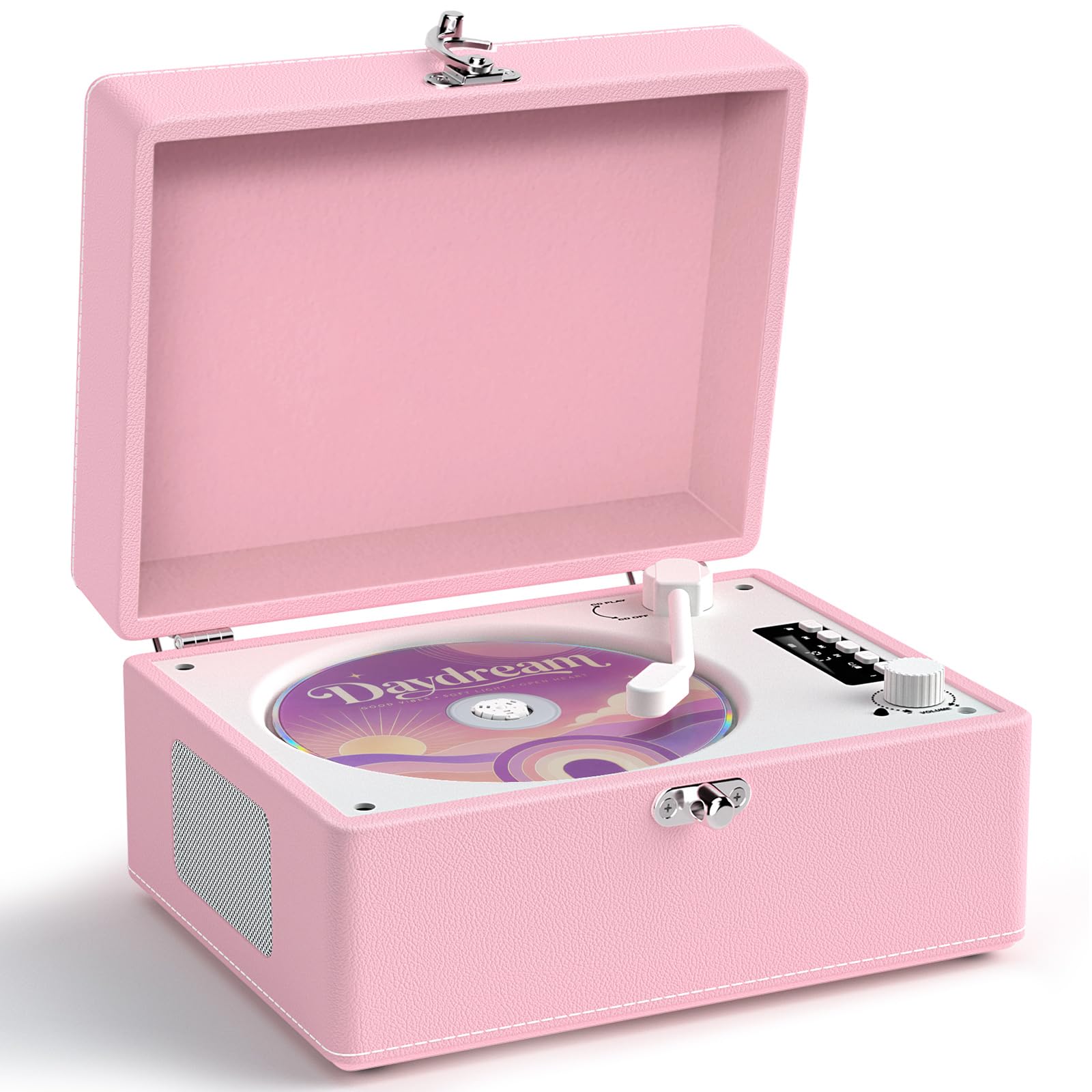 Portable CD Player with Built-in Speakers, Vintage CD Player Bluetooth, Support Bluetooth in & Out, USB/AUX/Type-C Playback, wit