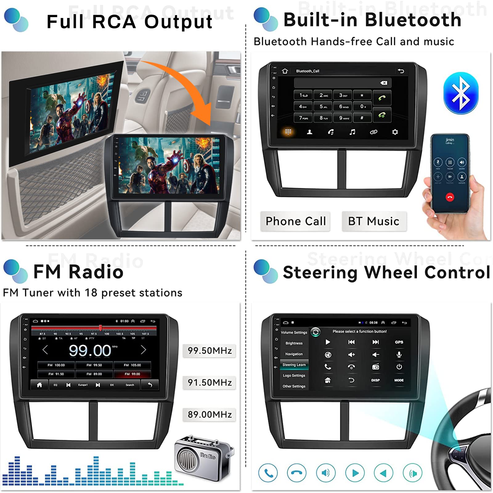 Unitopsci Android Car Stereo For Subaru Forester Impreza Wrx 2008 2012 Carplay Android Auto Bluetooth Car Radio 9 Inch Hd Touchs