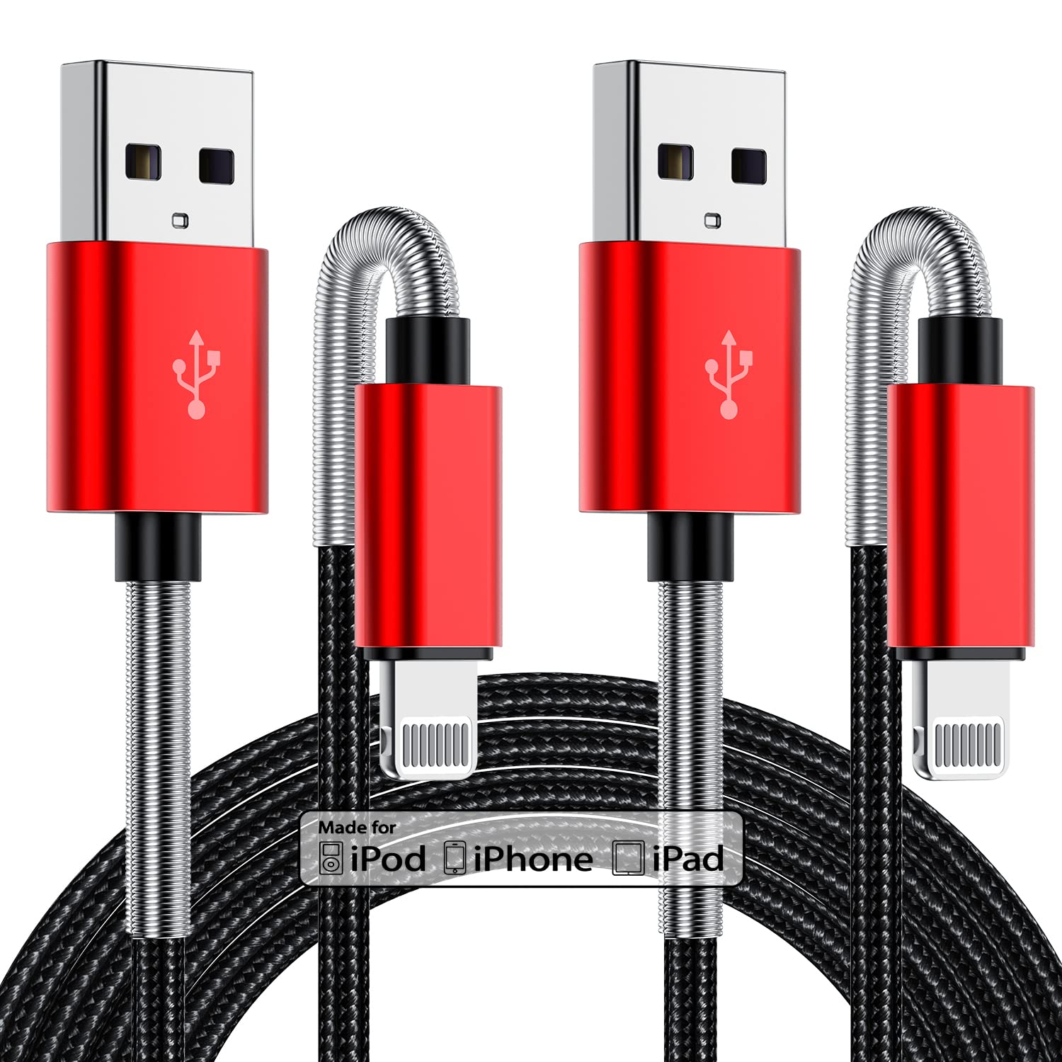 2Pack 10Ft Iphone Charger Cable, [ Apple Mfi Certified ] Long Lightning Cable 10 Foot, High Fast 10 Feet Apple Charging Cable Cord For Apple Iphone 14/14 Pro Max/13 Mini/12/11/Xs/Xr/8/7Plus/6S/5S Ipad
