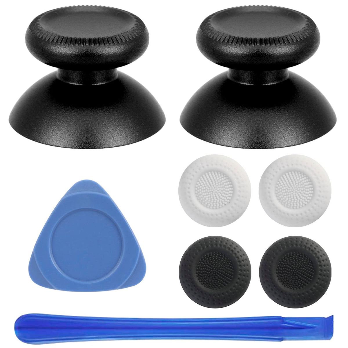 Vrbrother 2Pcs Replacement Rocker Metal Analog Joystick Thumbstick Mushroom Caps Repair For Meta Oculus Quest 2 (Black)