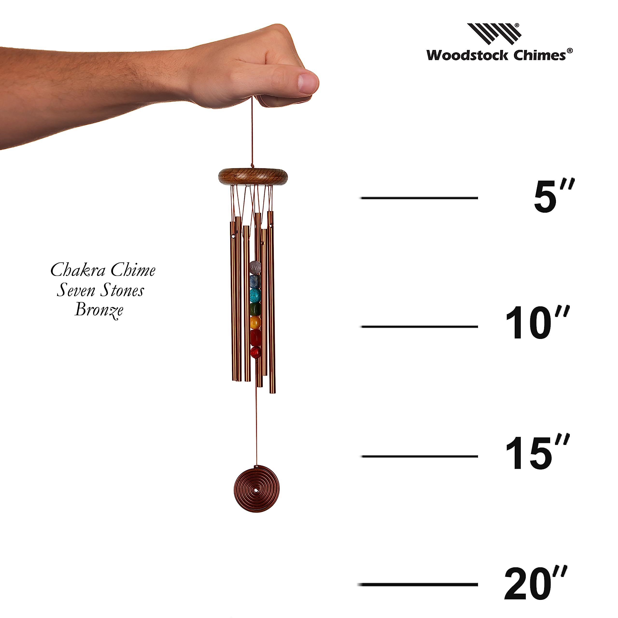 Woodstock Wind Chimes For Outside, Garden, Patio, Porch And Outdoor Decor, Meditation, Yoga, Awareness, Relaxation (17'') Chakra