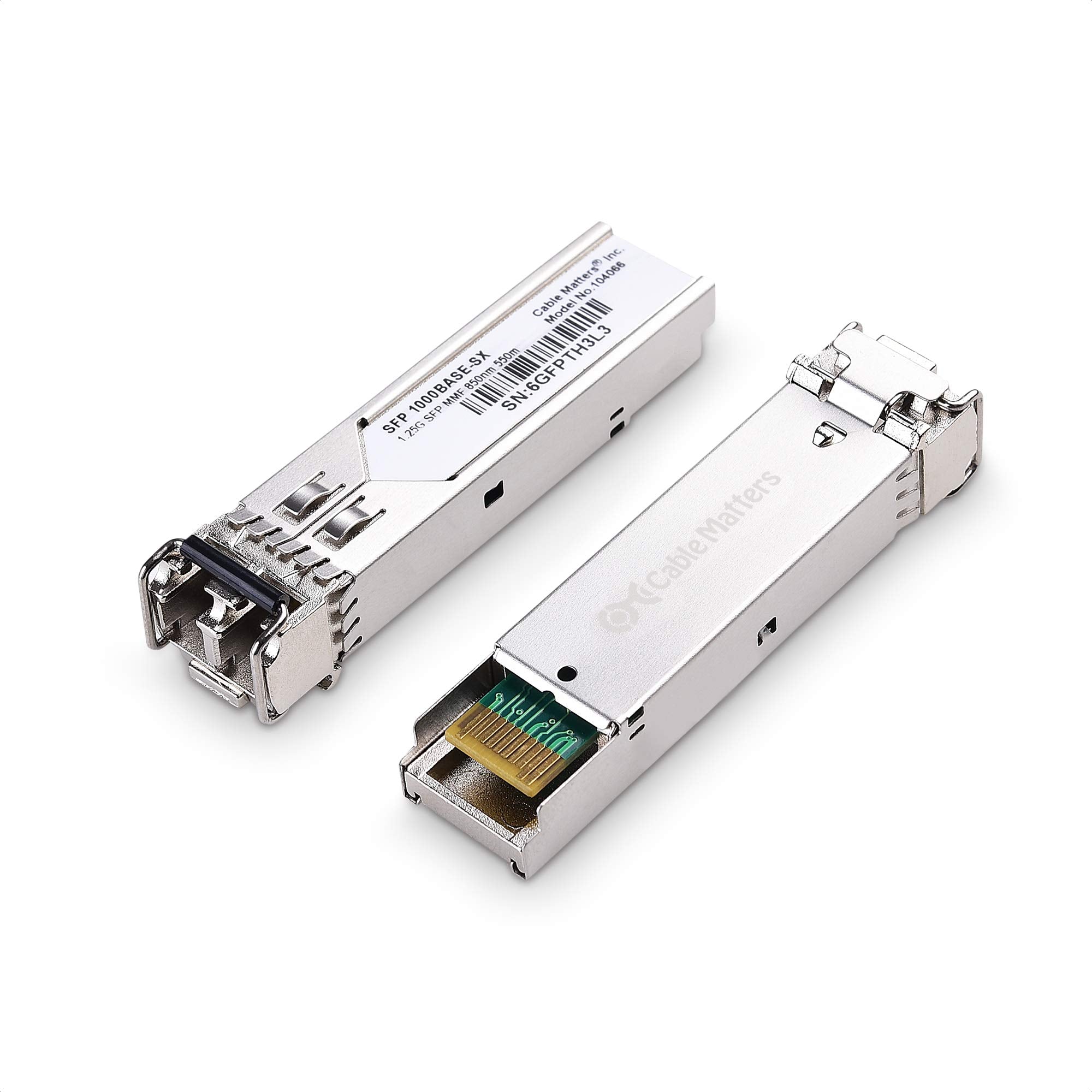 Cable Matters 2Pack 1000BASESX SFP to LC Multi Mode 1G Fiber Transceiver Modular for Cisco, Ubiquiti, TPLink, Huawei, Mikroti