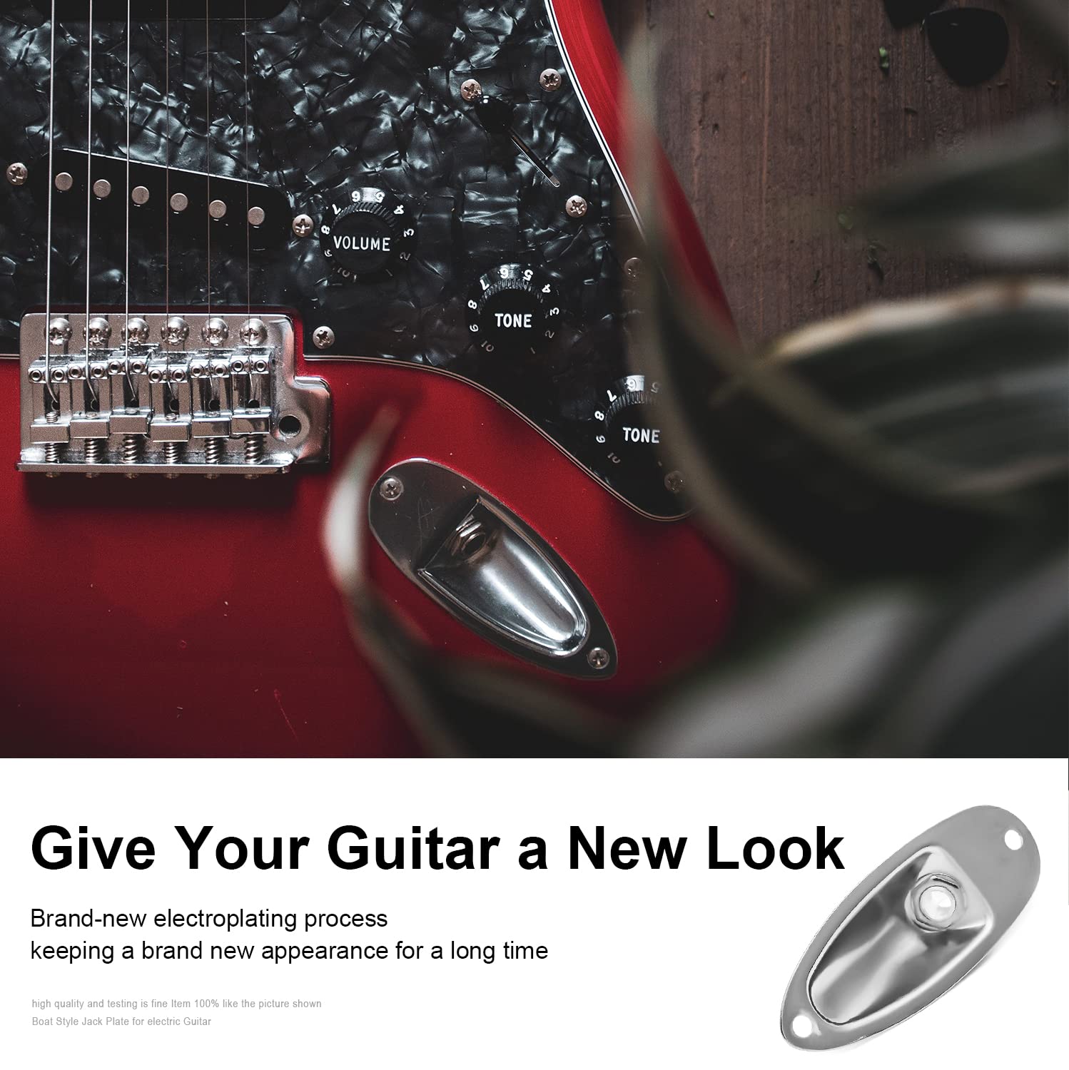 Maxcheer Guitar Input Jack Socket Plate Output Loaded Boat Style 1/4 Inch With Screws For Fender Stratocaster Strat St Mono Elec