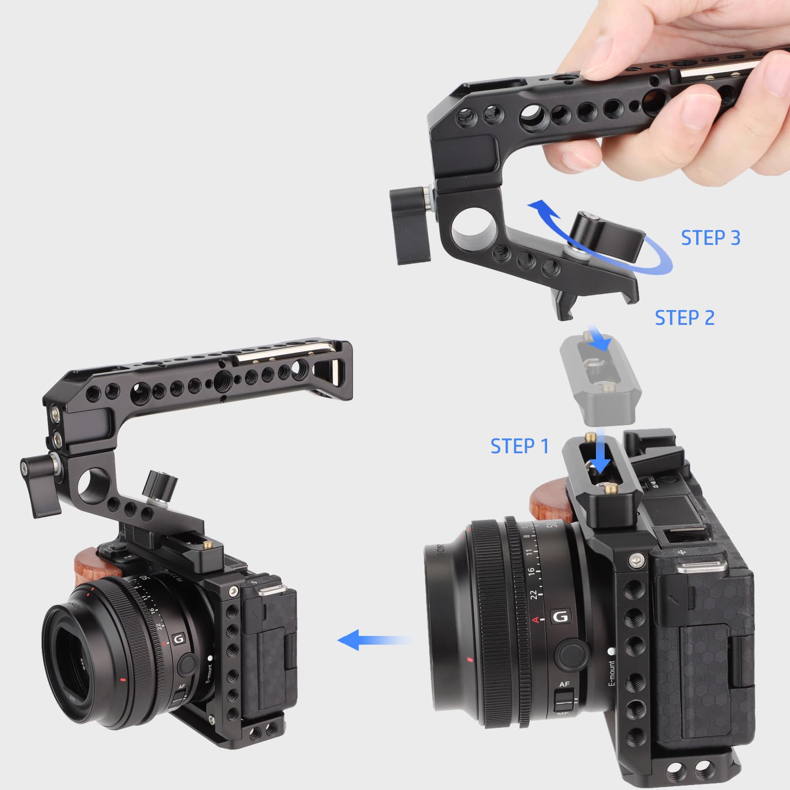 Leftfoto Camera Cage Top Handle Nato Rail Standard With 7Mm Nato Rail For Dlsr Camera Cage,Anti Off And Quick Release Design.