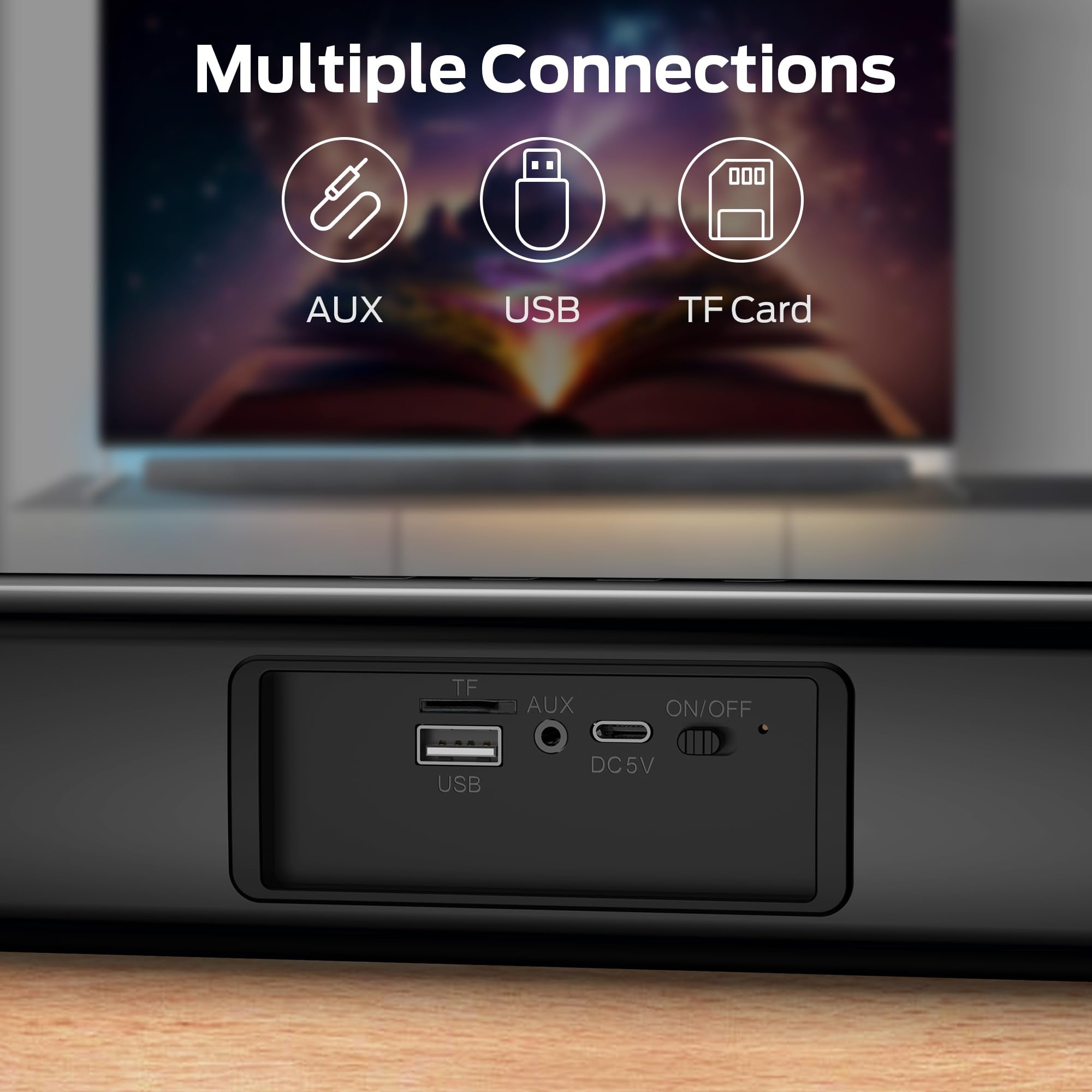 Monster S220 Bluetooth Soundbar For Tv, Wireless Bluetooth 5.4 Sound Bar, 2.0Ch With Dual Bass Diaphragm, All-In-One Home Theate