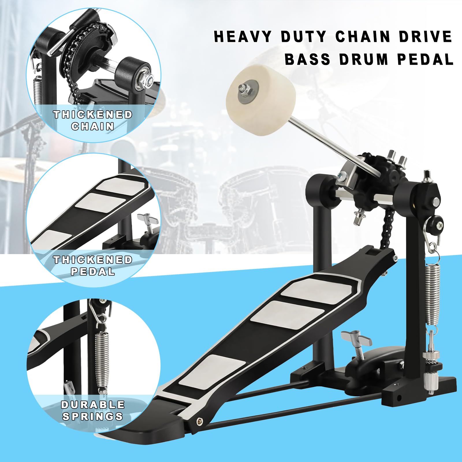 Bass Drum Pedal, Kick Drum Pedals Beater Head Bass Pedal For Drum Set