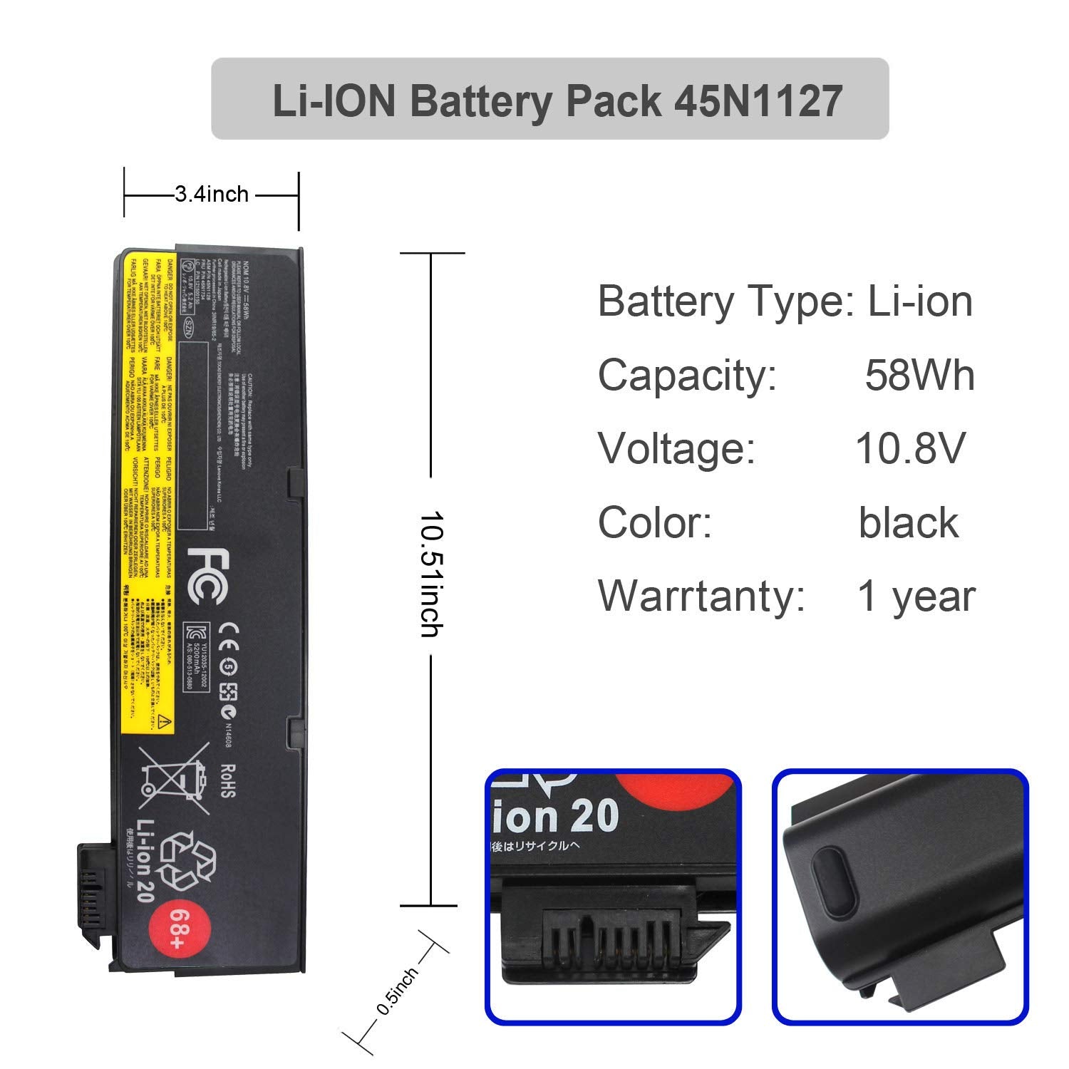 Gomarty X240 6Cell 68+ (0C52862) Battery Compatible With Lenovo T440 T440S T450 T460 T460P T550 T560 W550S X250 X260 X270 45N112