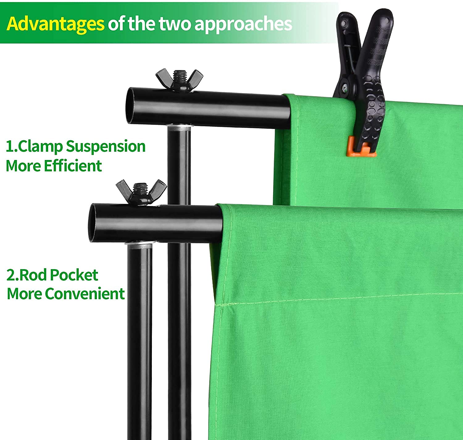 Emart Photo Video Studio Backdrop Stand Kit, 8.5X10Ft Adjustable Photography Greenscreen Support System With 3 Polyester Backgrounds For Photoshoot (Black White Green)