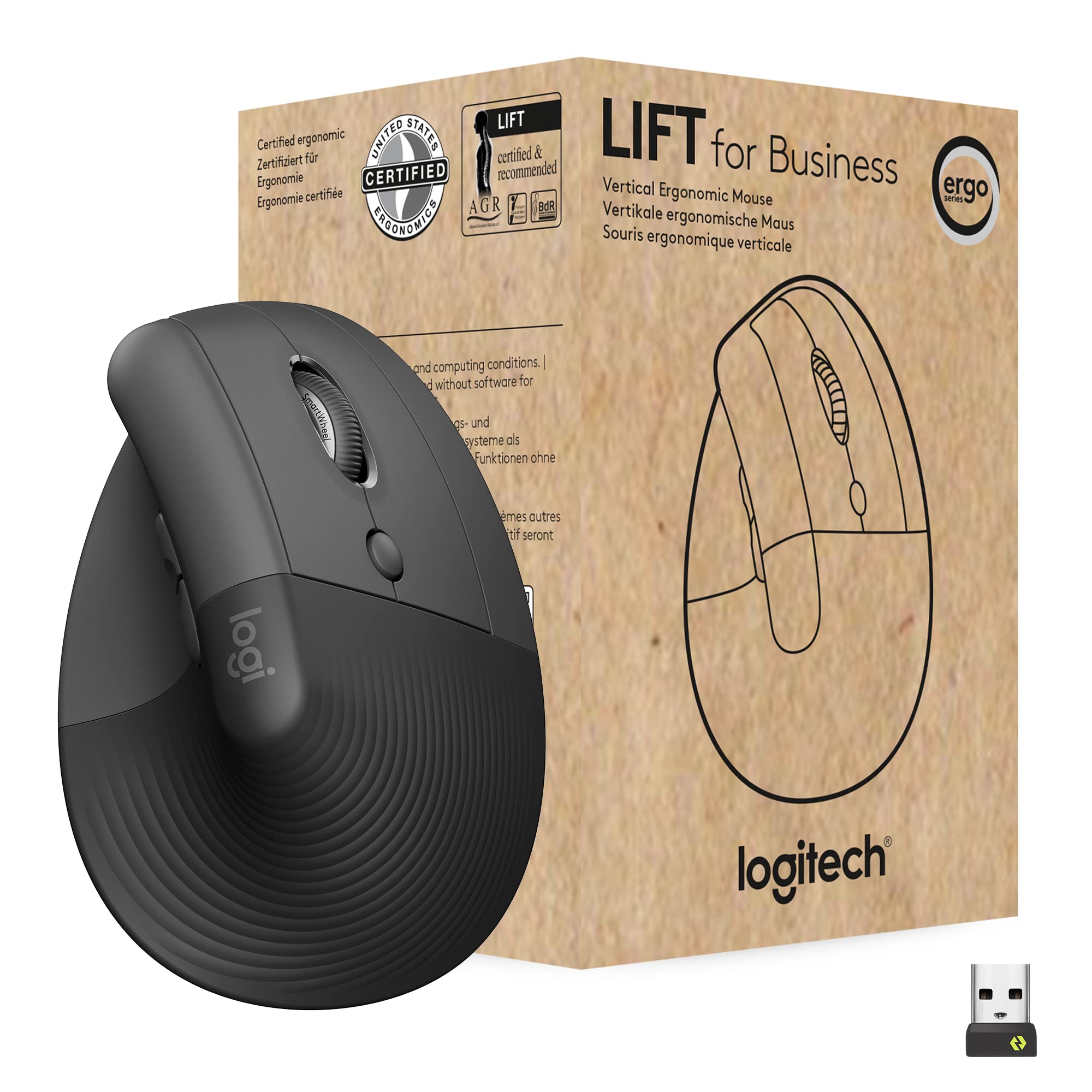 Logitech Lift For Business Vertical Ergonomic Mouse Wireless Bluetooth Or Secured Logi Bolt Usb Quiet Clicks Globally Certified