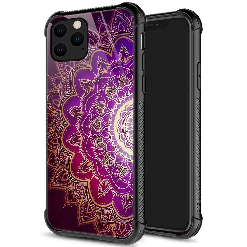 Iphone 12 Pro Max Case, Purple Mandala Iphone 12 Pro Max Cases For Women Girls, Pattern Design Shockproof Anti Scratch Organic G