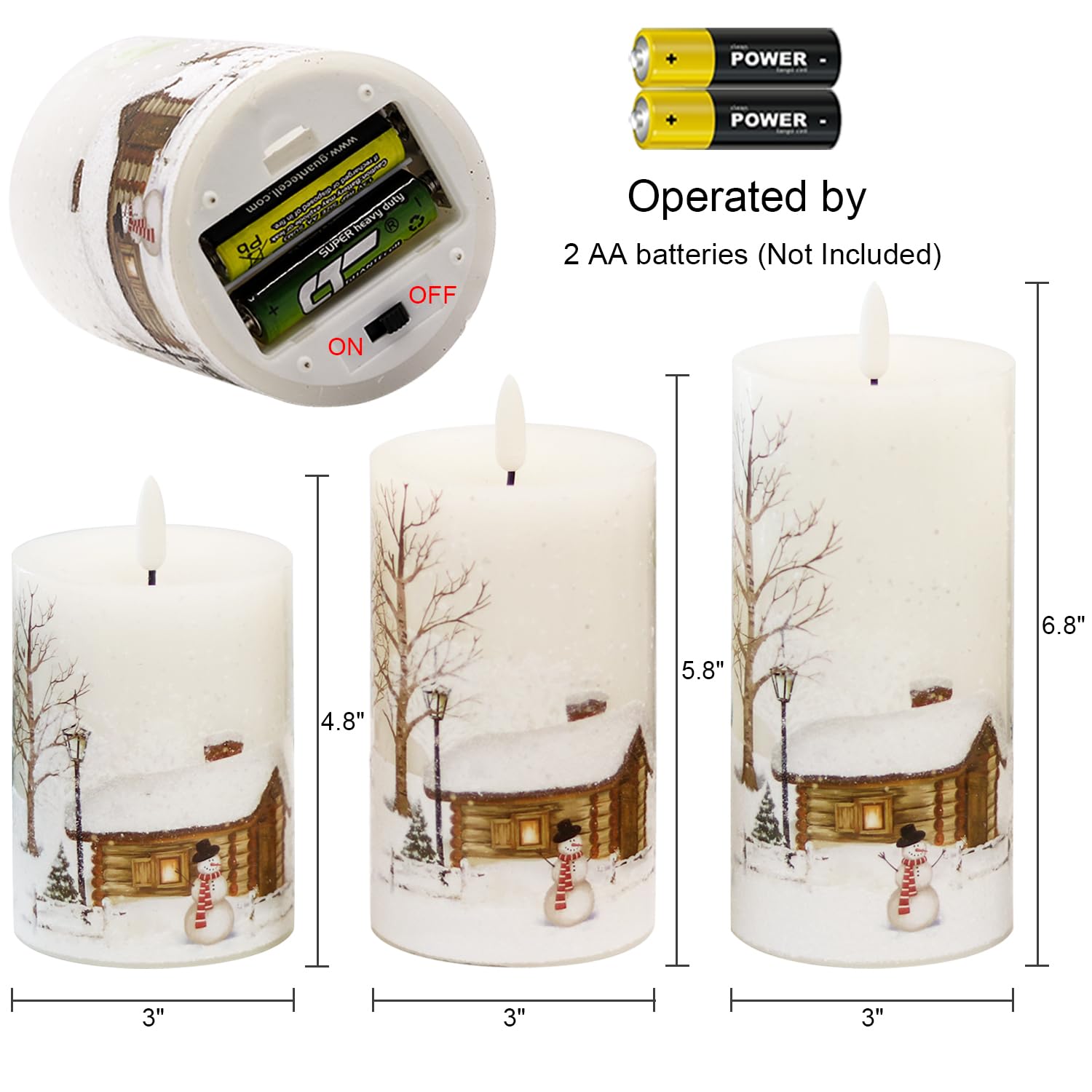 Dromance Christmas Flameless Led Flickering Candles Battery Operated With 10-Key Remote And Timer Realistic 3D Wick White Real W