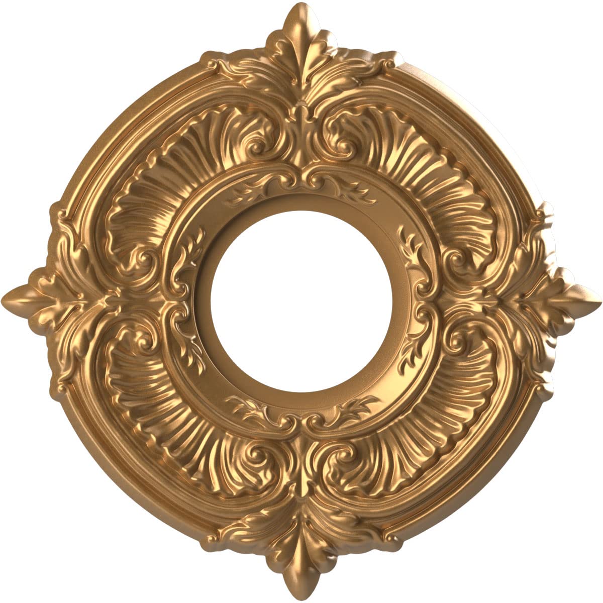 Ekena Millwork CMP10ATBGL Attica Thermoformed PVC Ceiling Medallion (Fits Canopies up to 4 1/8), 10OD x 3 1/2ID x 3/4P, Bright C