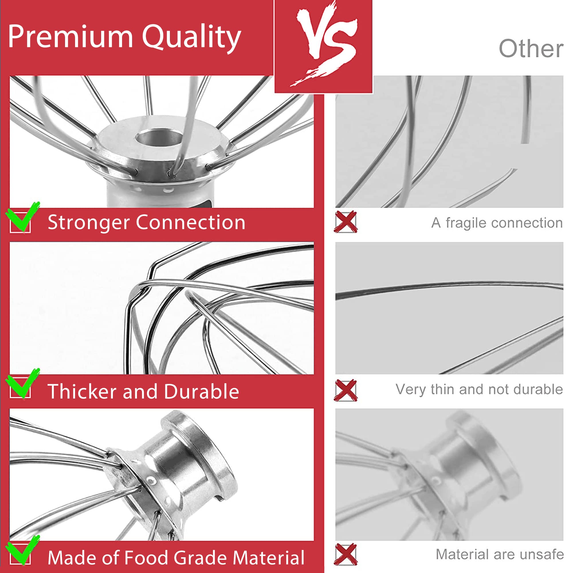 K5Aww Wire Whip Attachment For Kitchenaid 6 Quart Bowl Lift Stand Mixers, 6 Wire Whip Replacement For Kitchenaid 6Qt Bowl Lift M