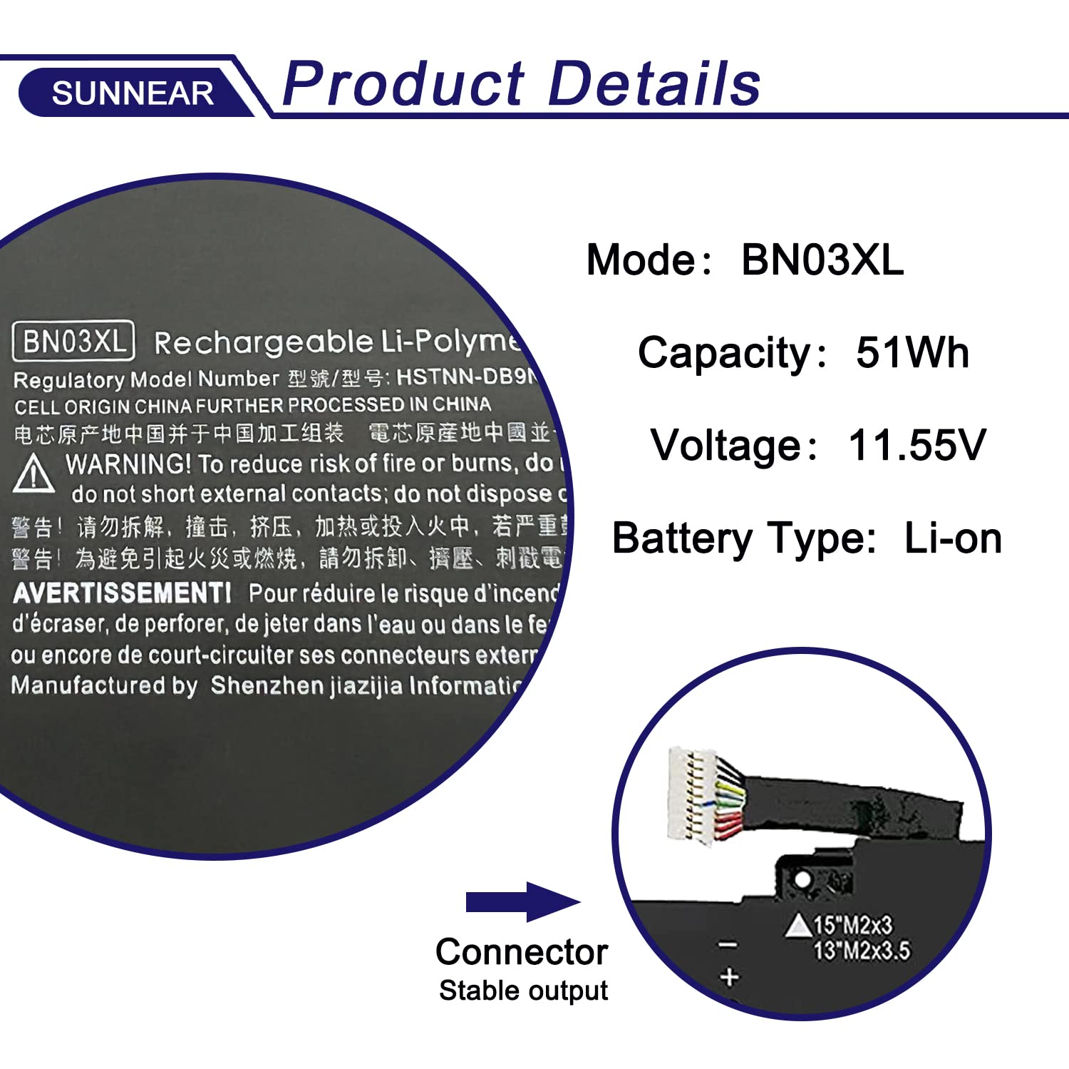 Sunnear Bn03Xl Laptop Battery Replacement For Hp Envy 13 13 Ba 13 Ar 13 Ay Envy X360 15 2020 15 Ed 15M Ee 15M Ee0013Dx 15M Ee002