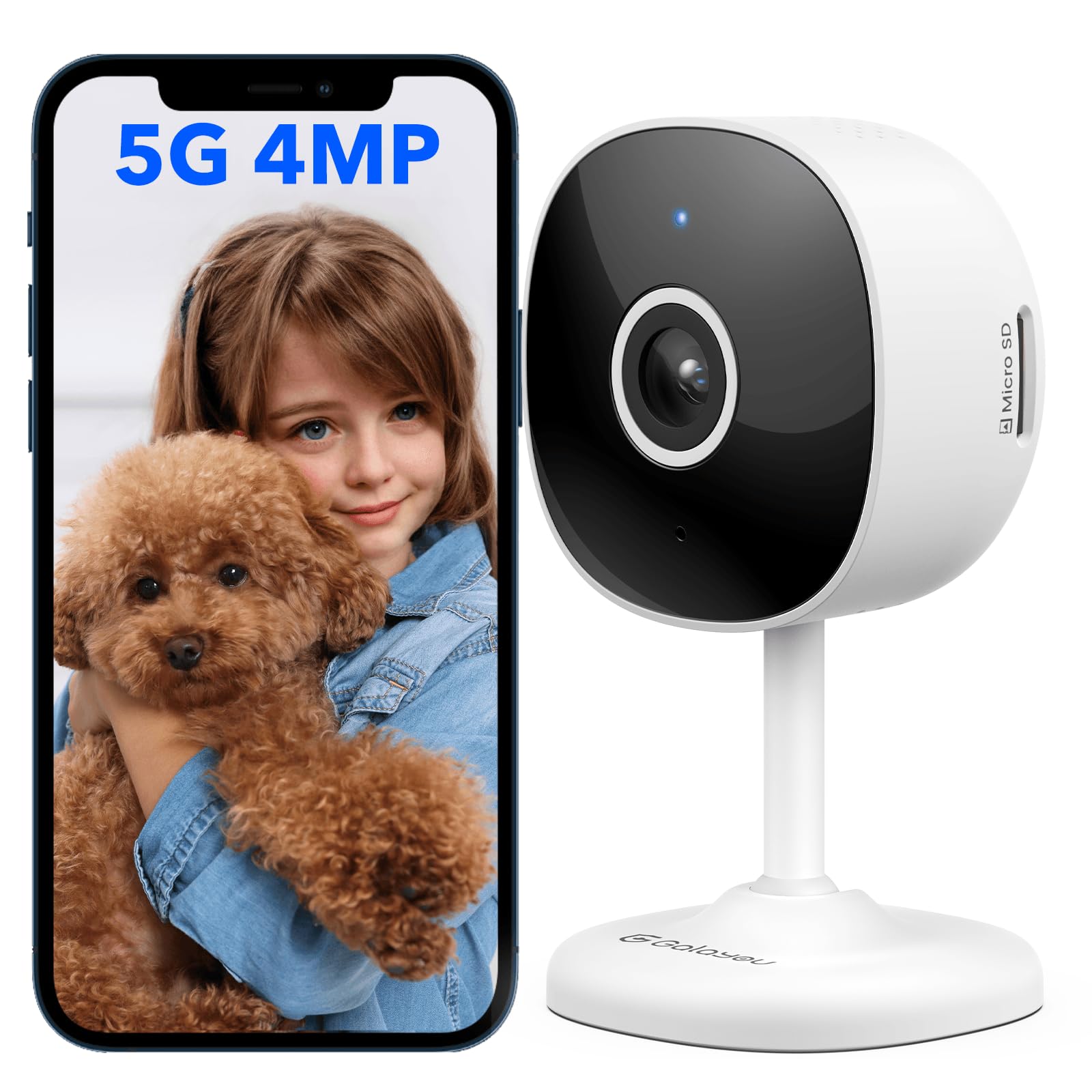 Galayou 4Mp Cameras For Home Security 5G/2.4G Dual Wifi Security Camera Indoor For Baby/Pet/Dog/Nanny With Phone App, 24/7 Sd Ca
