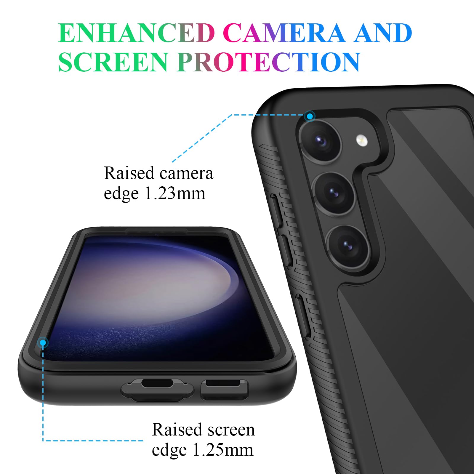 Wahhle Compatible With Samsung Galaxy S23 Case, Built In Screen Protector Full Body Shockproof Slim Fit Bumper Protective Phone