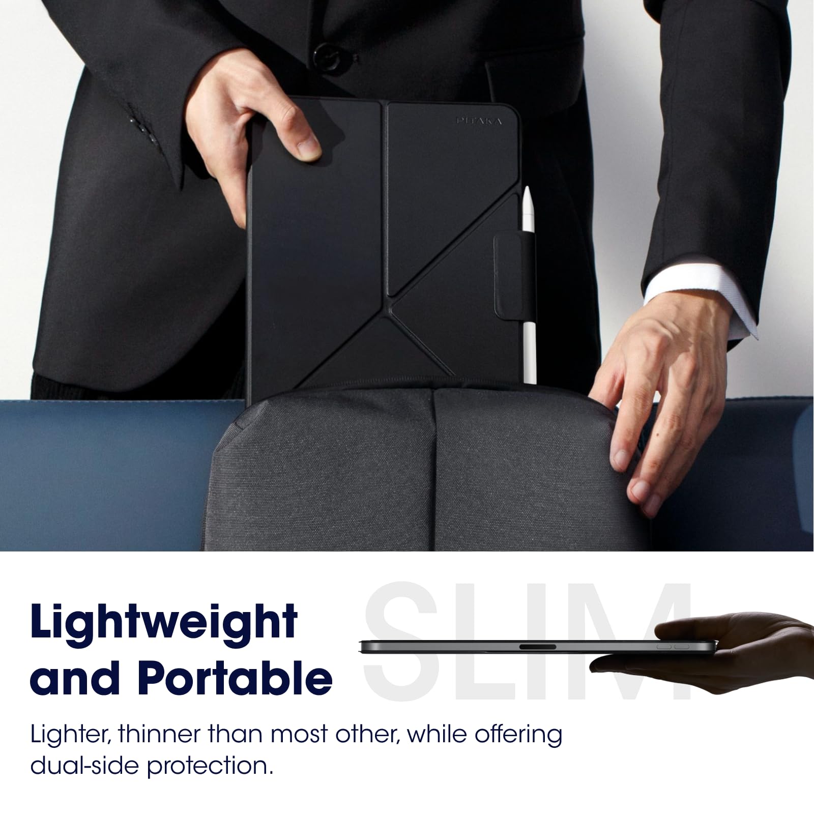 Pitaka Ipad Pro 12.9 Case, Compatible With Ipad Air M3/M2 13 Inch & Ipad Pro 12.9 (3 6Th Gen) 2022/2021/2020/2018, Lightweight Portrait/Landscape Magnetic Case With 4 Standing Angles   Black