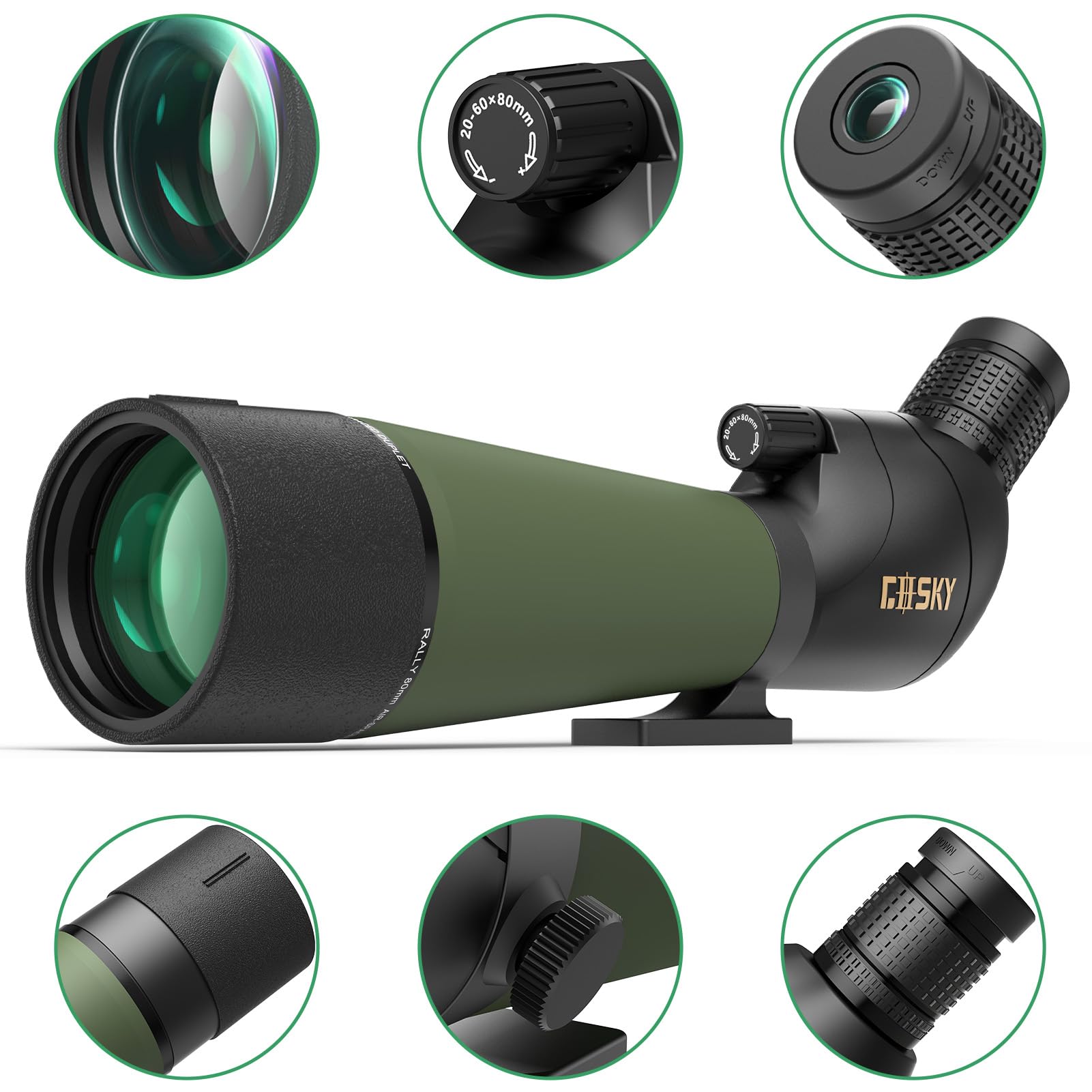 Gosky Updated 20 60X80 Spotting Scopes With Tripod, Carrying Bag And Quick Phone Holder   Bak4 High Definition Waterproof Spotte